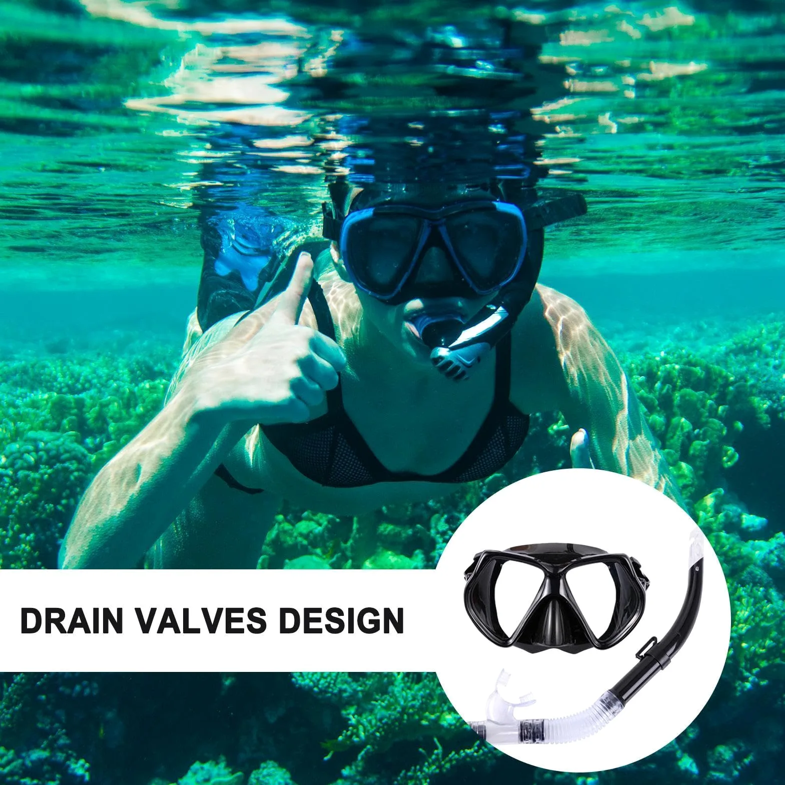 Gafas de snorkel Ajustable Antifugas Visión Panorámica | Gafas Subacuáticas y Equipo Snorkel para Hombres, Mujeres, Jóvenes, Niños, Viaje al Aire Libre, Playa, Vacaciones Verano