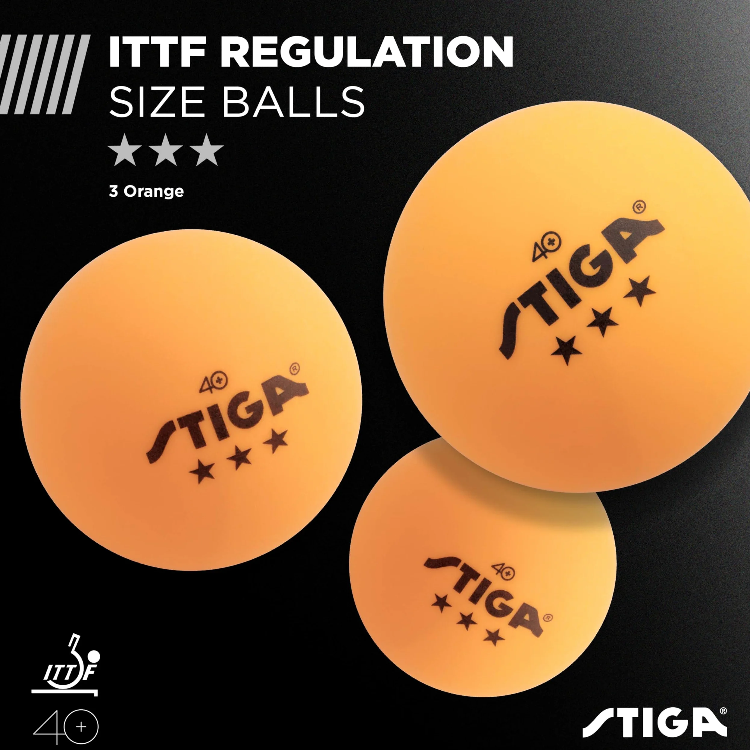 STIGA Performance - Juego de Ping Pong para 2 Jugadores, 2 Raquetas de Tenis de Mesa, 3 – 3 Bolas Naranjas de Estrellas Incluidas