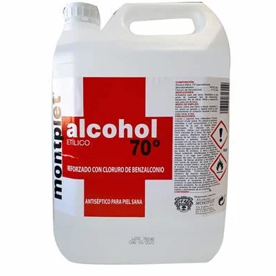Alcohol Etilico Antiseptico con Benzalconio 70° MONTPLET 5 Litros