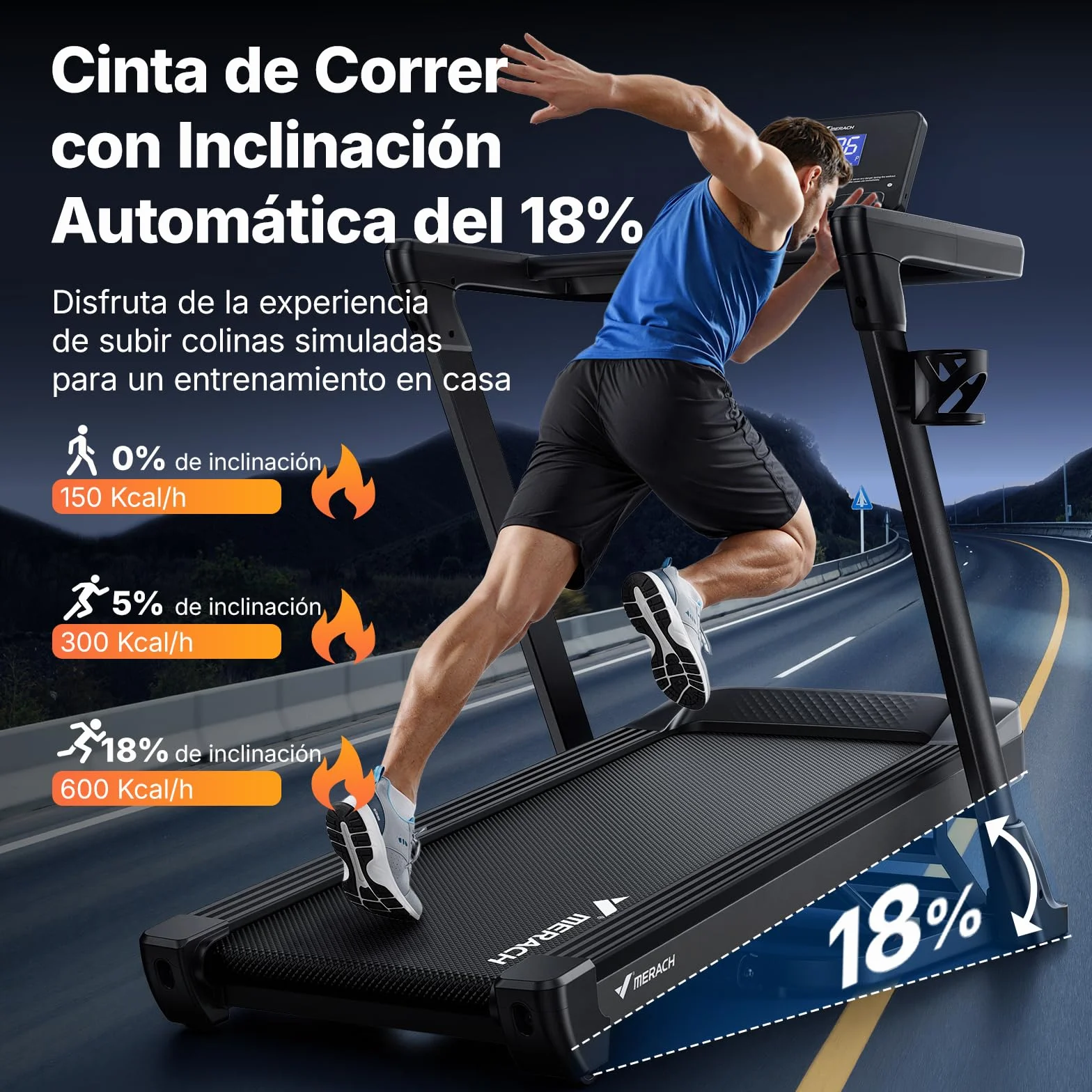 MERACH Cinta de Correr Plegable 46*120 CM/46*140 CM, 18% Inclinación Automática Cinta de Andar, 3.5HP Walking Pad, 14KM/H Caminadora Electrica para Hogar/Oficina, 159KG Treadmill for Home, LCD, App