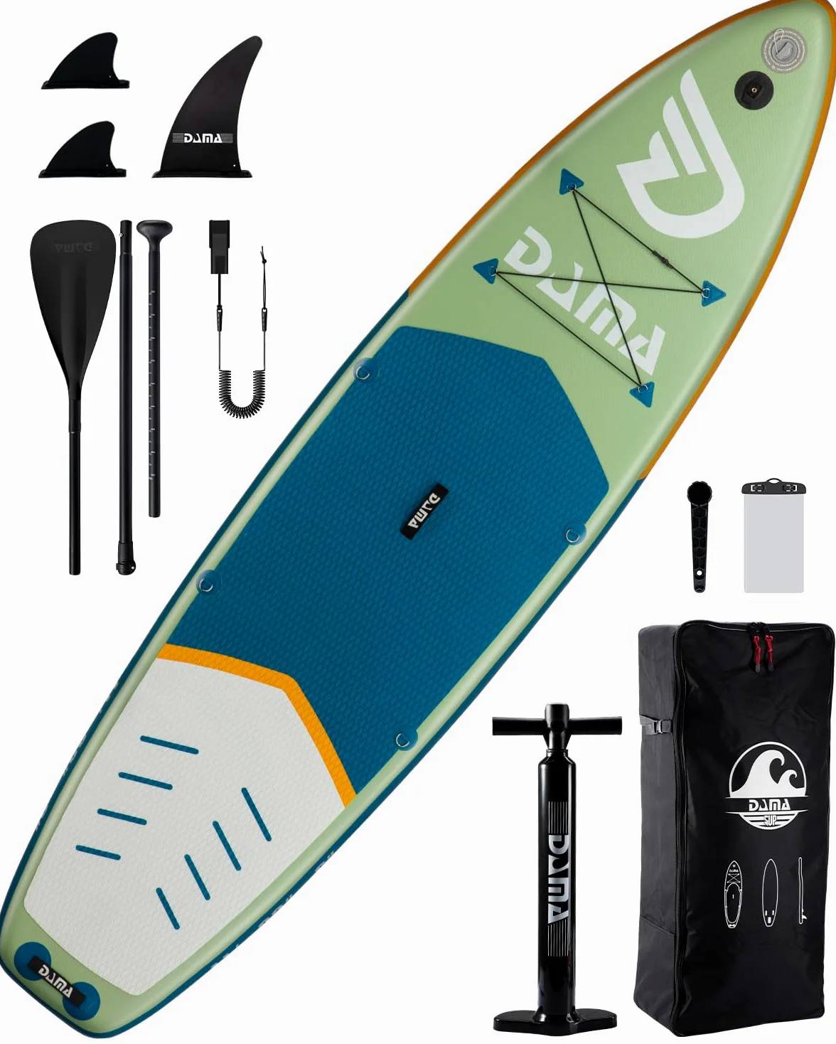 DAMA 12'2''*34''*6''/14'*45"*8" Tabla de remo para pareja y tabla de sup familiar Tabla de remo grande Tabla de remo inflable ancha Tabla de pesca de gran tamaño para muchas personas con 2 pares 4 piezas Kayak Paddle