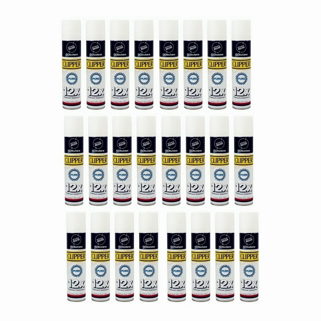 Gas Isobutano 300ml con 98% de Pureza - Reduce el Riesgo de Explosión, Garantiza Estabilidad de Llama, Ideal para Recarga de Mecheros y Extracciones, Tapón Versátil y Válvula de Aluminio (24)