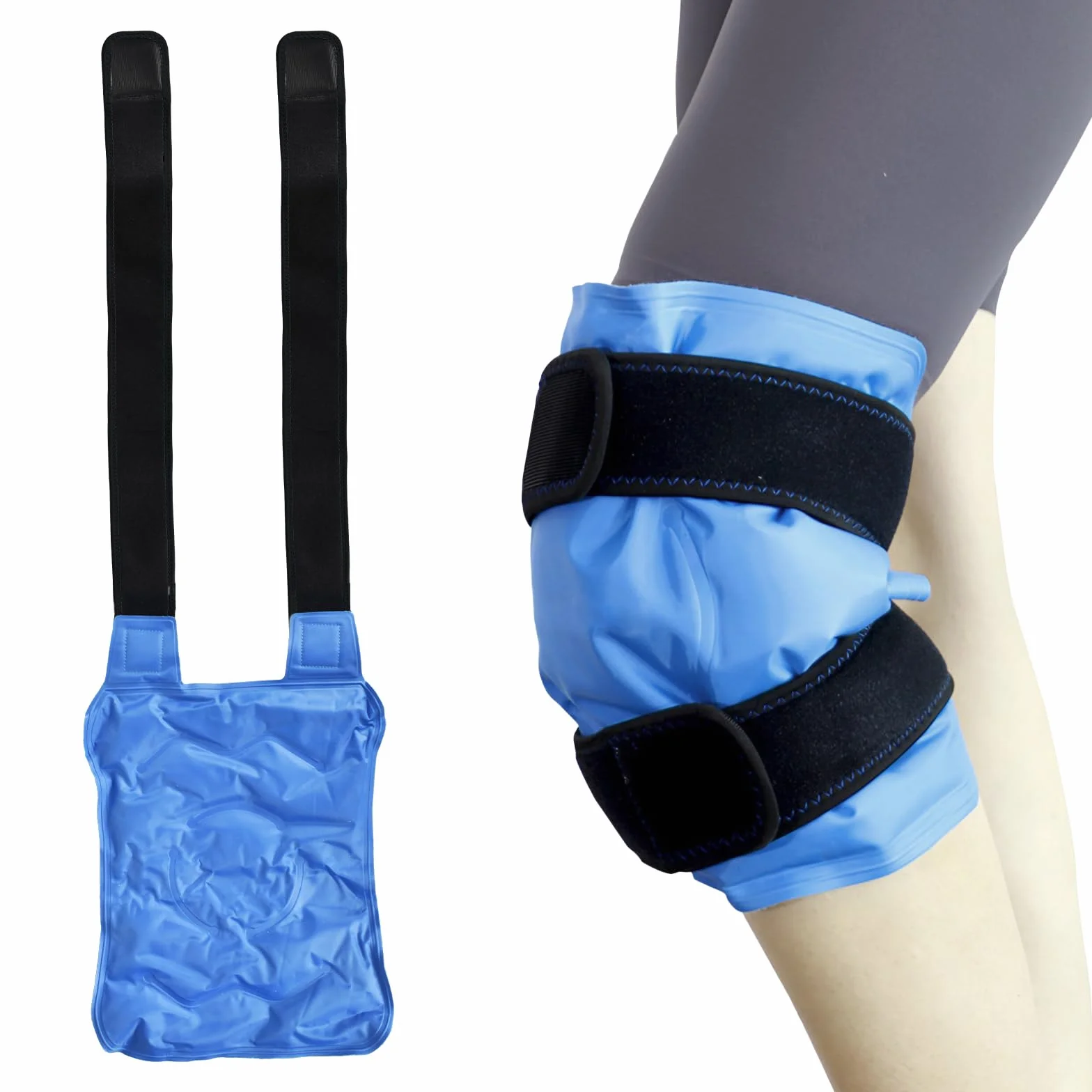 Bolsa Hielo Reutilizable con Correas, Compresa Fría Caliente para Lesiones Piernas Hinchazón Esguinces
