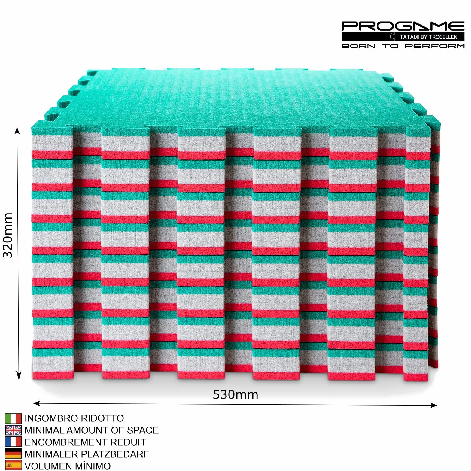 Pro Game Kit 8 Piezas Tatami Puzzle 4cm Performance-Home Verde/Rojo 50x50 cm Tatami 4cm, Tatami Judo