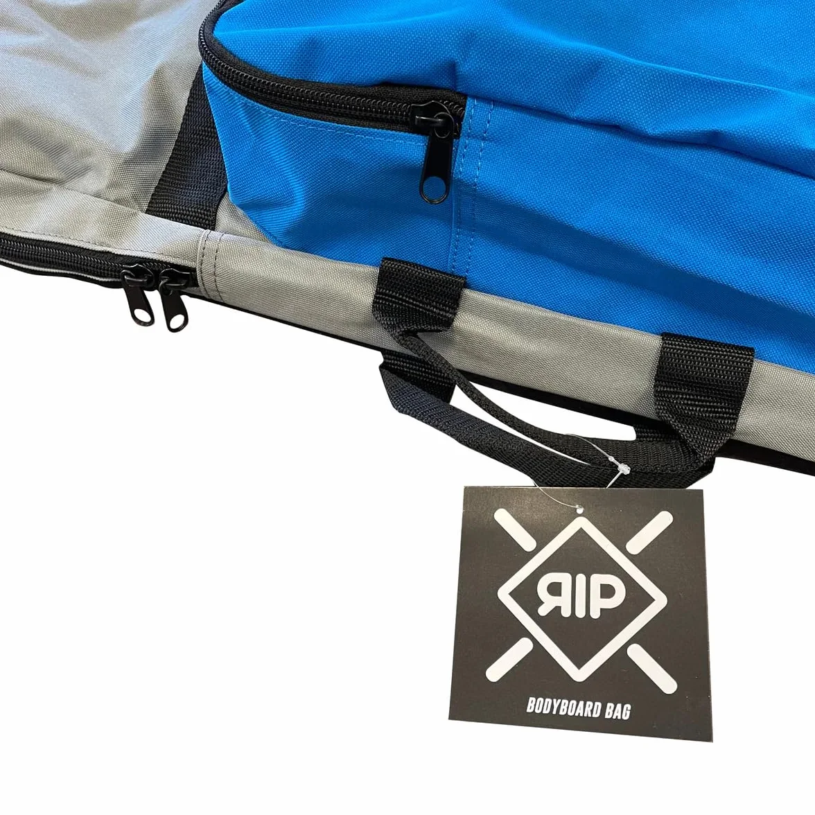 Funda para bodyboard mochila capacidad 2 tablas bolsillo exterior grande asa correas traseras ajustables gris azul