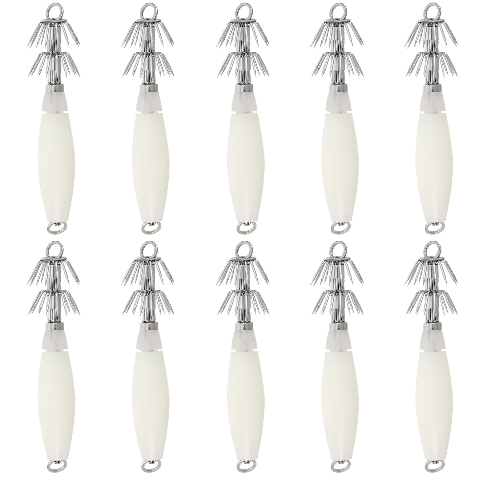 Toddmomy 10 anzuelos de Pesca Que Brillan en la Oscuridad - Cebo Luminoso para Pesca Nocturna - Cebo Duro Fluorescente para Calamar - Anzuelo para Sepia Que Brilla en la Oscuridad