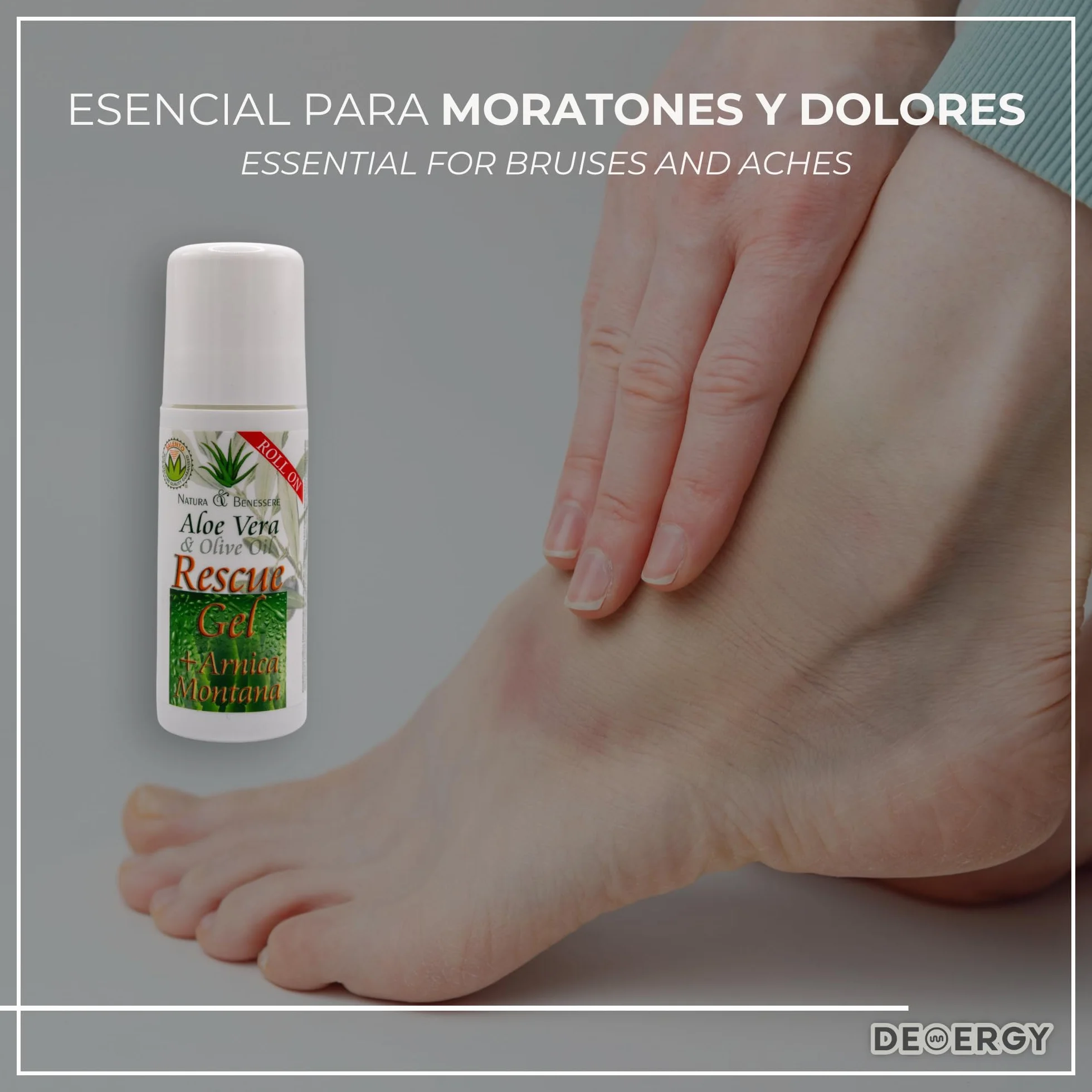 DEMERGY Sin Dolor Rescue Gel Aloe Vera Arnica Roll On 4 Pack Alivio Dolor Articulaciones Músculos Antiinflamatorio