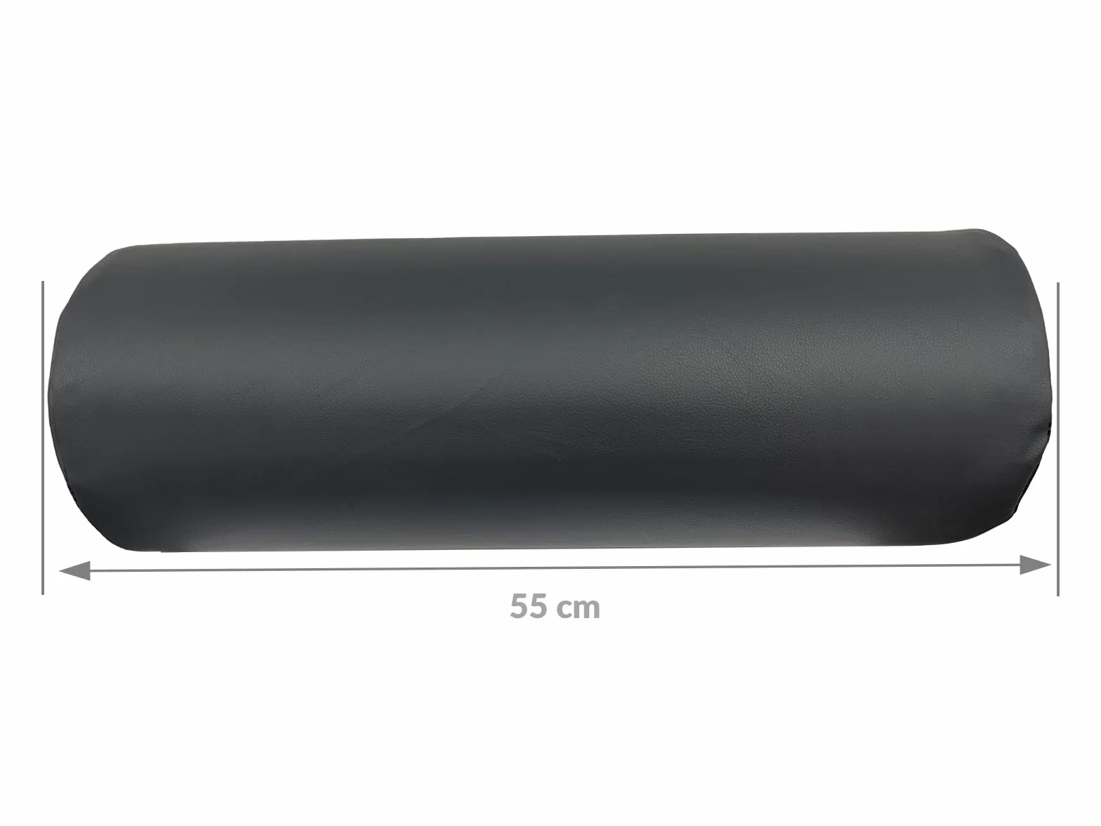 QUIRUMED Cojín Rodillo 55 x 20 cm Negro Polipiel Ergonómico Espuma Yoga Fitness Masaje