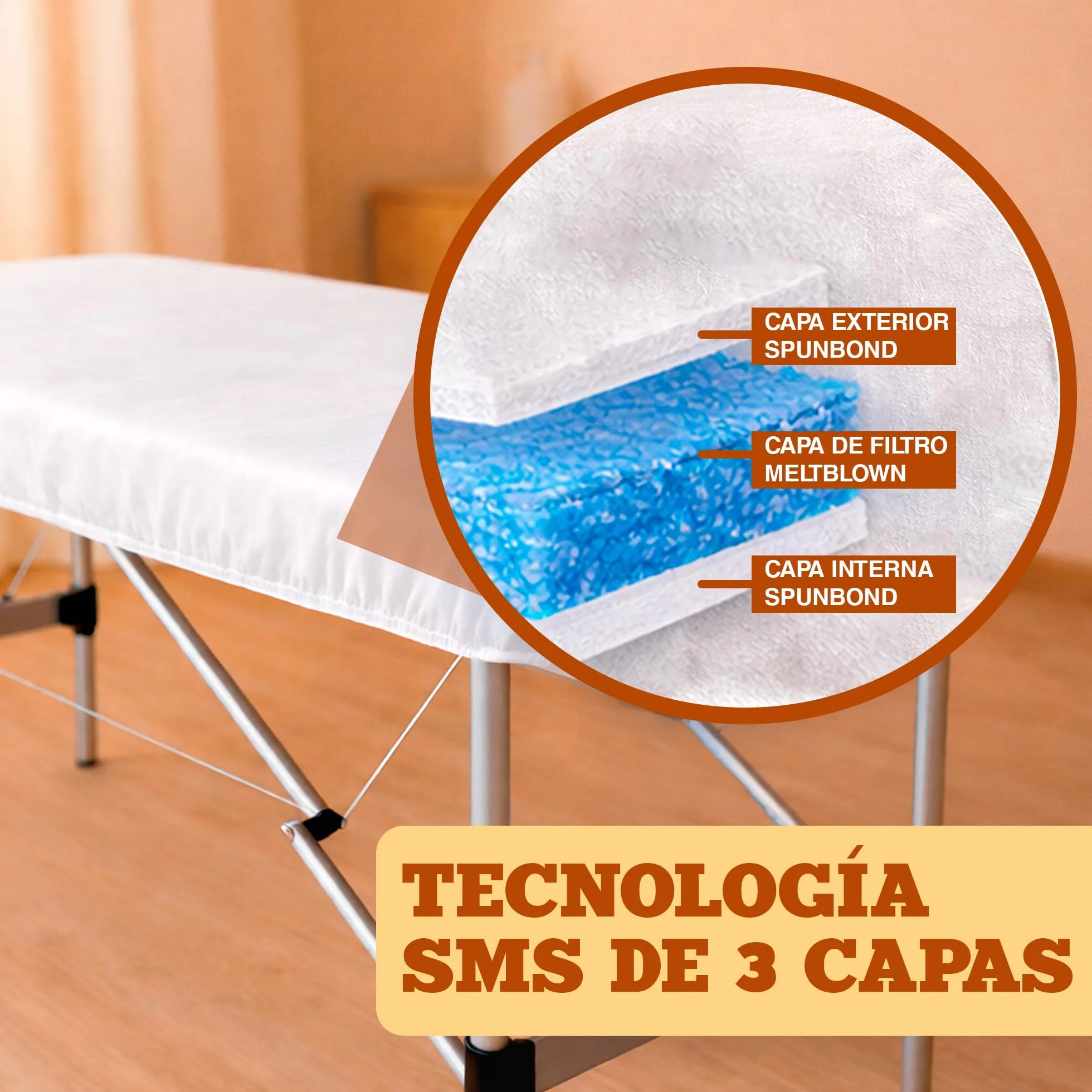 PimPam Factory Sabanas Desechables Camilla Masaje 80x210 cm Pack 25 SMS Hipoalergénico Repelente a Líquidos