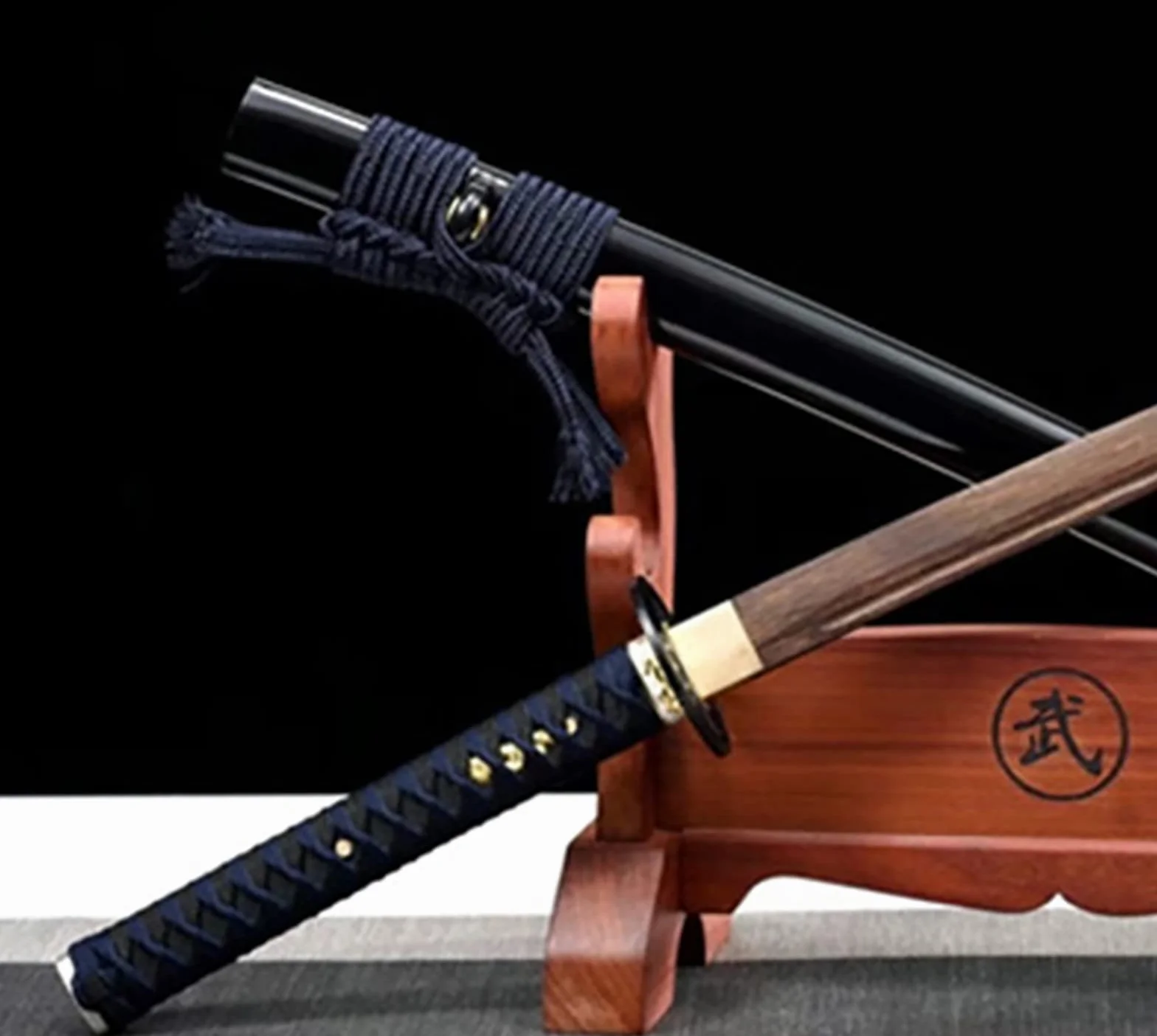 Espada samurái Iaido de estilo japonés,Katanas reales,Bokken palisandro natural 103 cm con vaina pintura madera maciza,Katana hecha a mano para entrenamiento,cosplay,decoración del hogar,exhibición