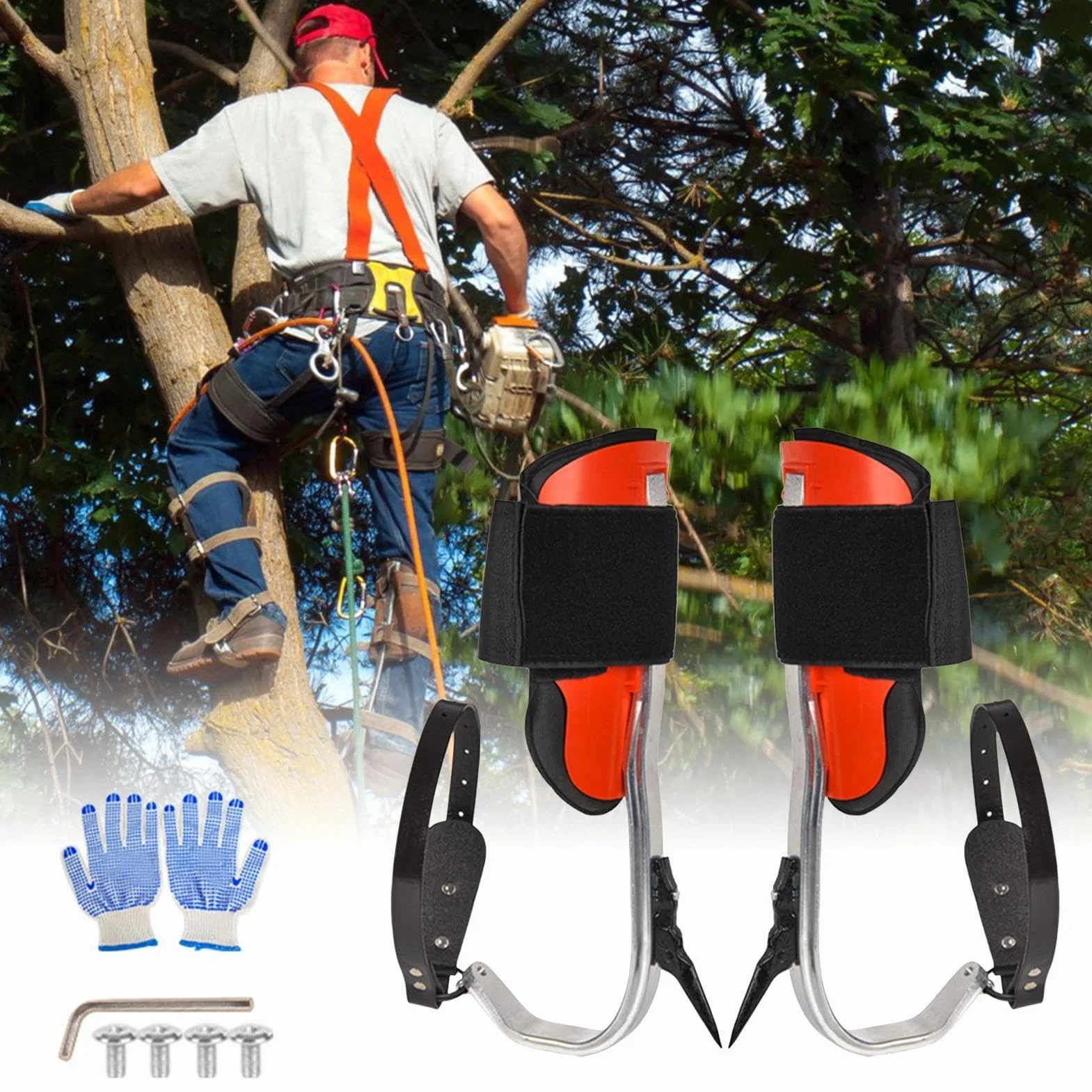 Estacas de escalada de árboles para trabajos de árboles, aleación de aluminio, equipo de servicio de árboles, zapatos de escalada de árboles, equipo de escalada de palmeras para interiores y