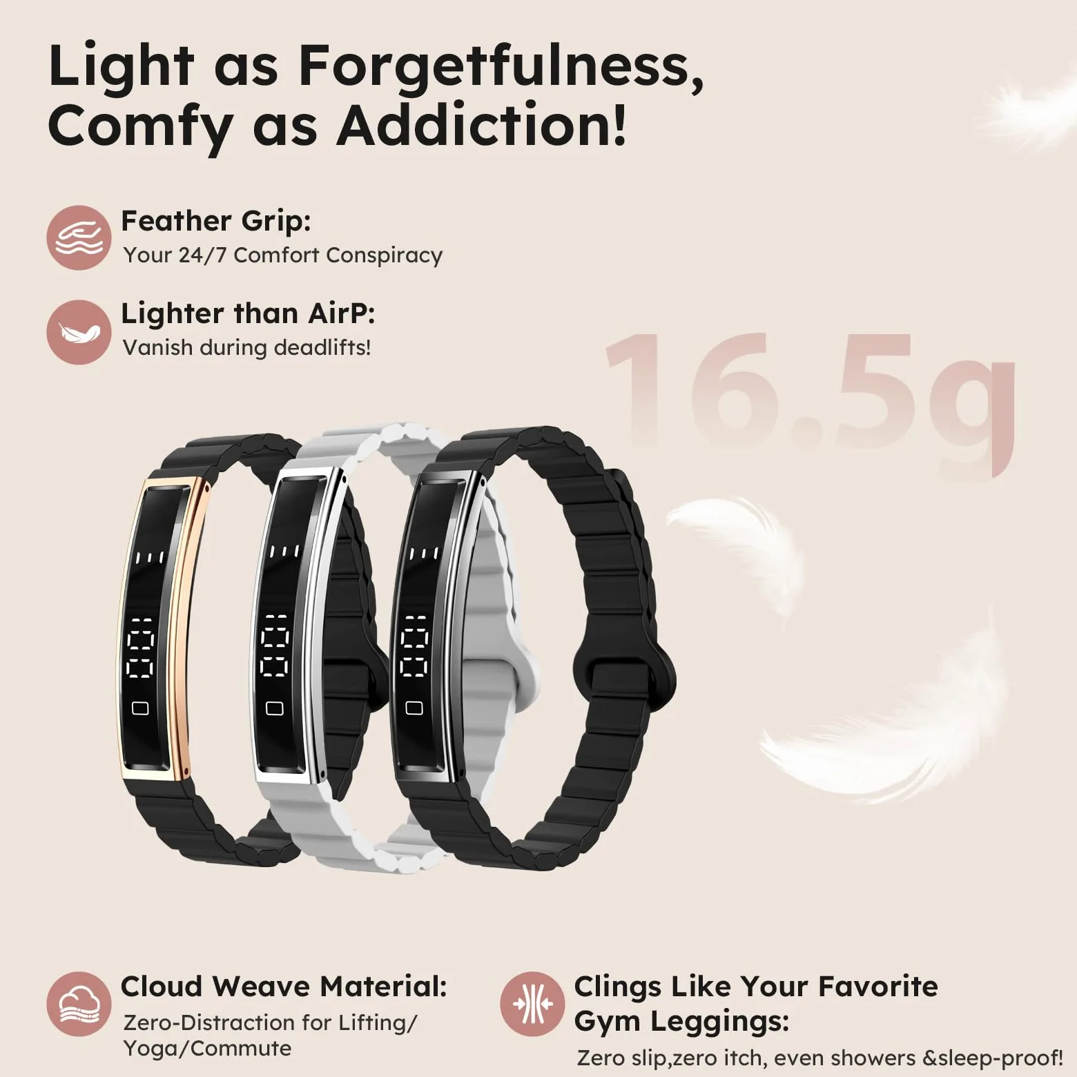 findtime Pulsera inteligente con podómetro, monitor de actividad estrecha, monitor de sueño, IP68, resistente al agua, para iOS y Android