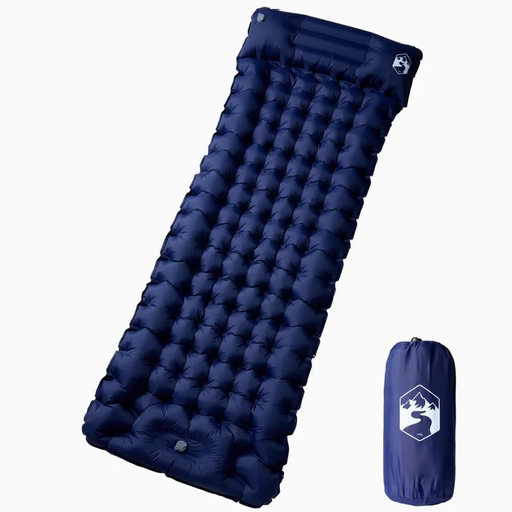 Esterilla doble autoinflable con cojín, 195 x 130 x 8, 40D de nailon para camping, colchoneta de aire para exterior, senderismo, trekking, plegable, ligera, para tienda de campaña, festival
