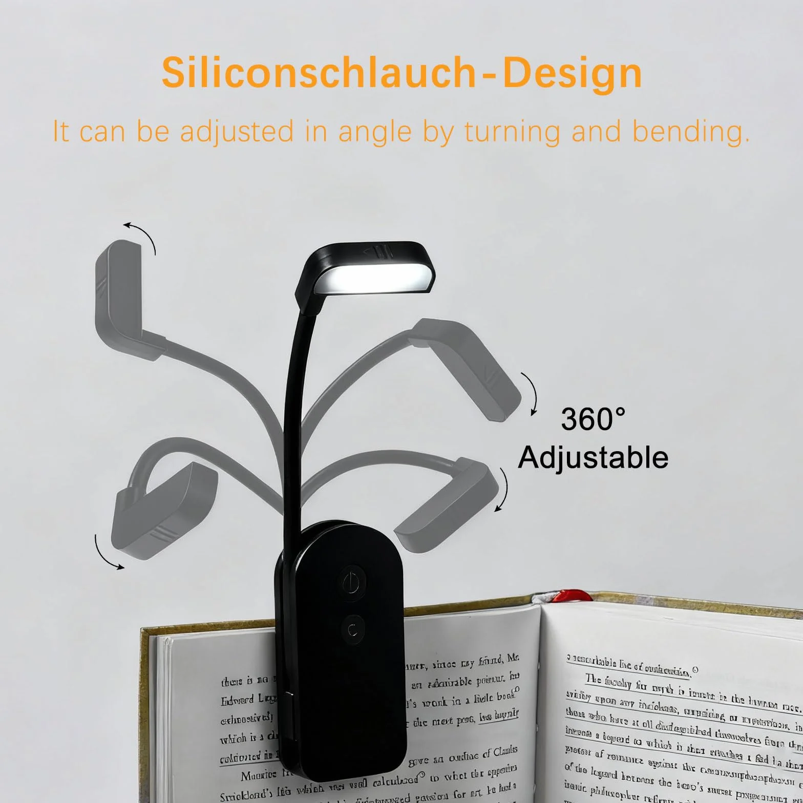 Lámpara de Lectura Recargable 9LED 3 Colores 3 Brillos 360° Flexible Ajustable