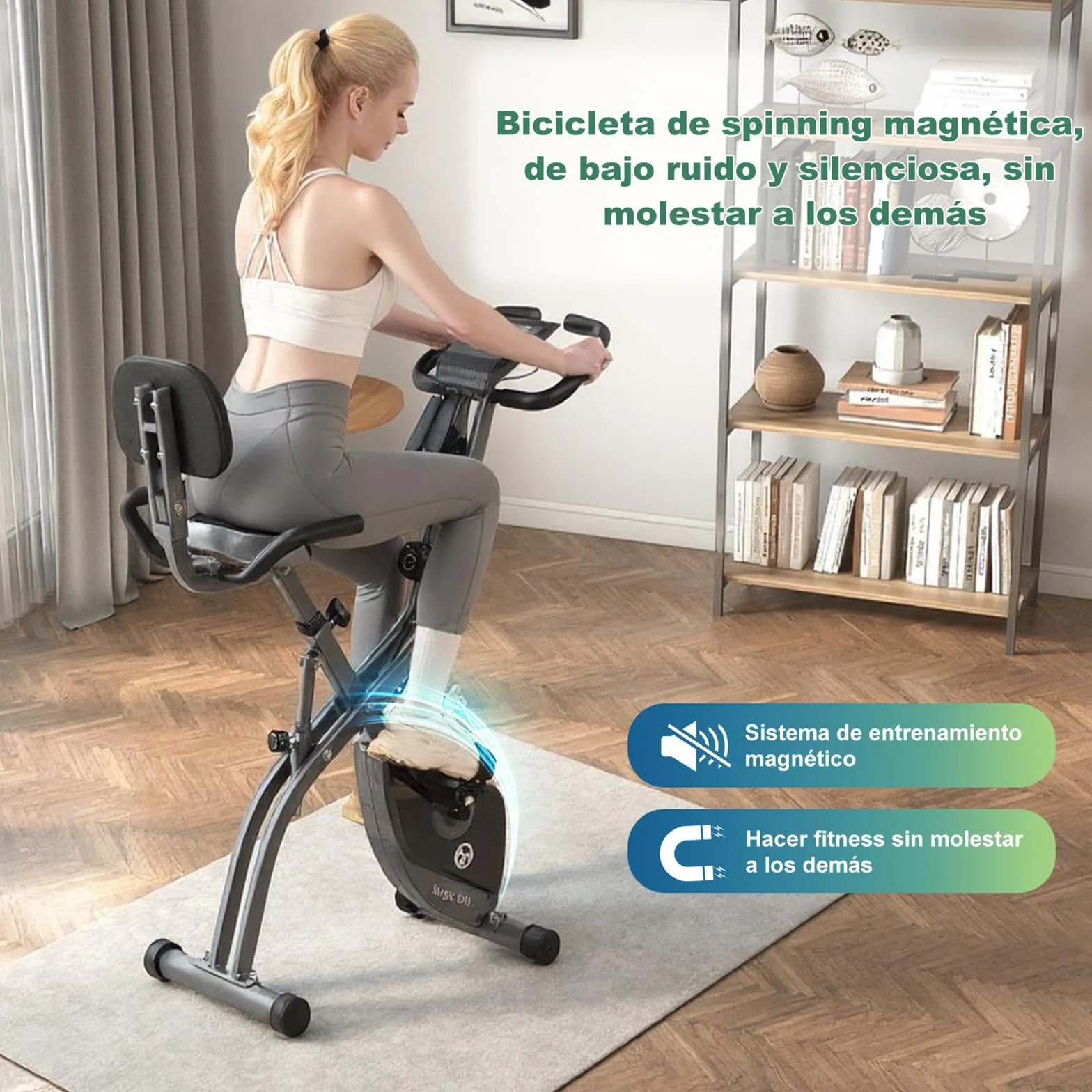 Bicicleta estática de 10 niveles de resistencia magnética ajustable, plegable y silenciosa, con banda de resistencia de brazos, pantalla LCD, utilizada para bicicleta de entrenamiento aeróbico en casa, capacidad de peso estacionaria de 250 libras