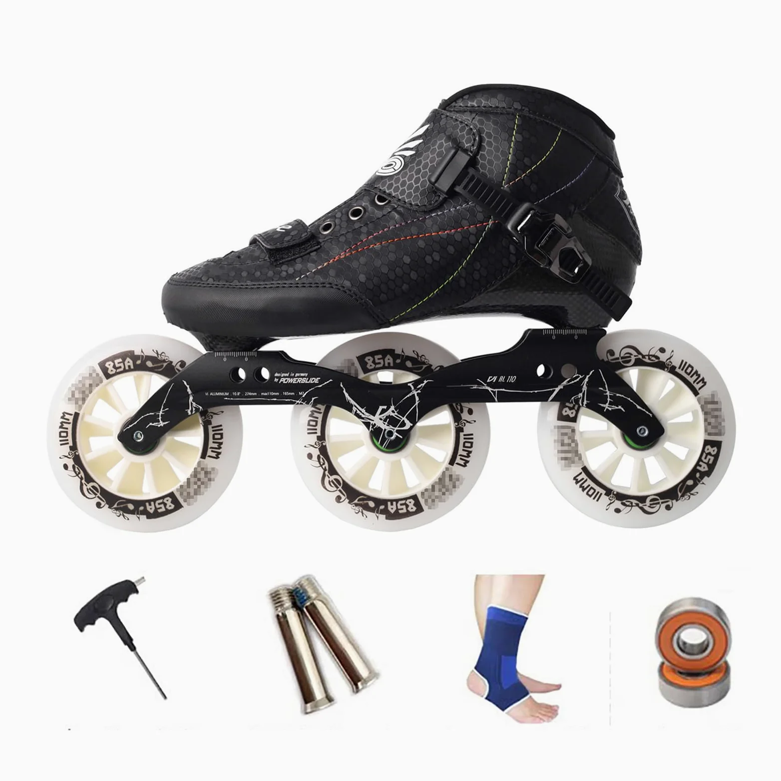 Patines En Línea Adulto Profesionale para Hombre Mujer, Patines De 3 Ruedas - Ruedas De Alta Velocidad, Chasis De Aluminio, Fibra De Carbono, Forro Transpirable, Diseño para Fitness Y Carreras