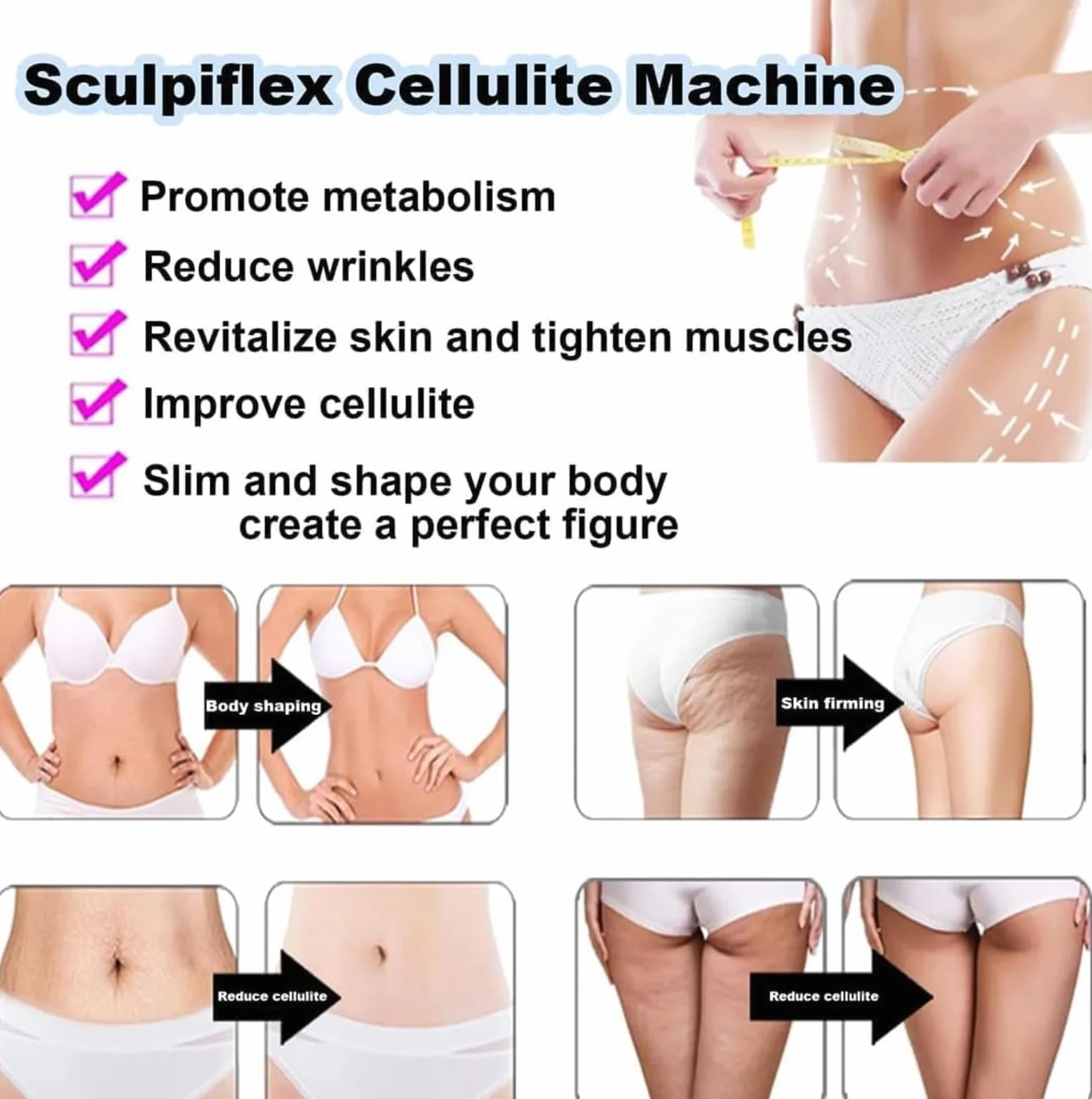 Sculpiflex Kit 2026 3 en 1 Dispositivo de Celulitis, Removedor de Grasa Eléctrico, Masajeador con Ventosas