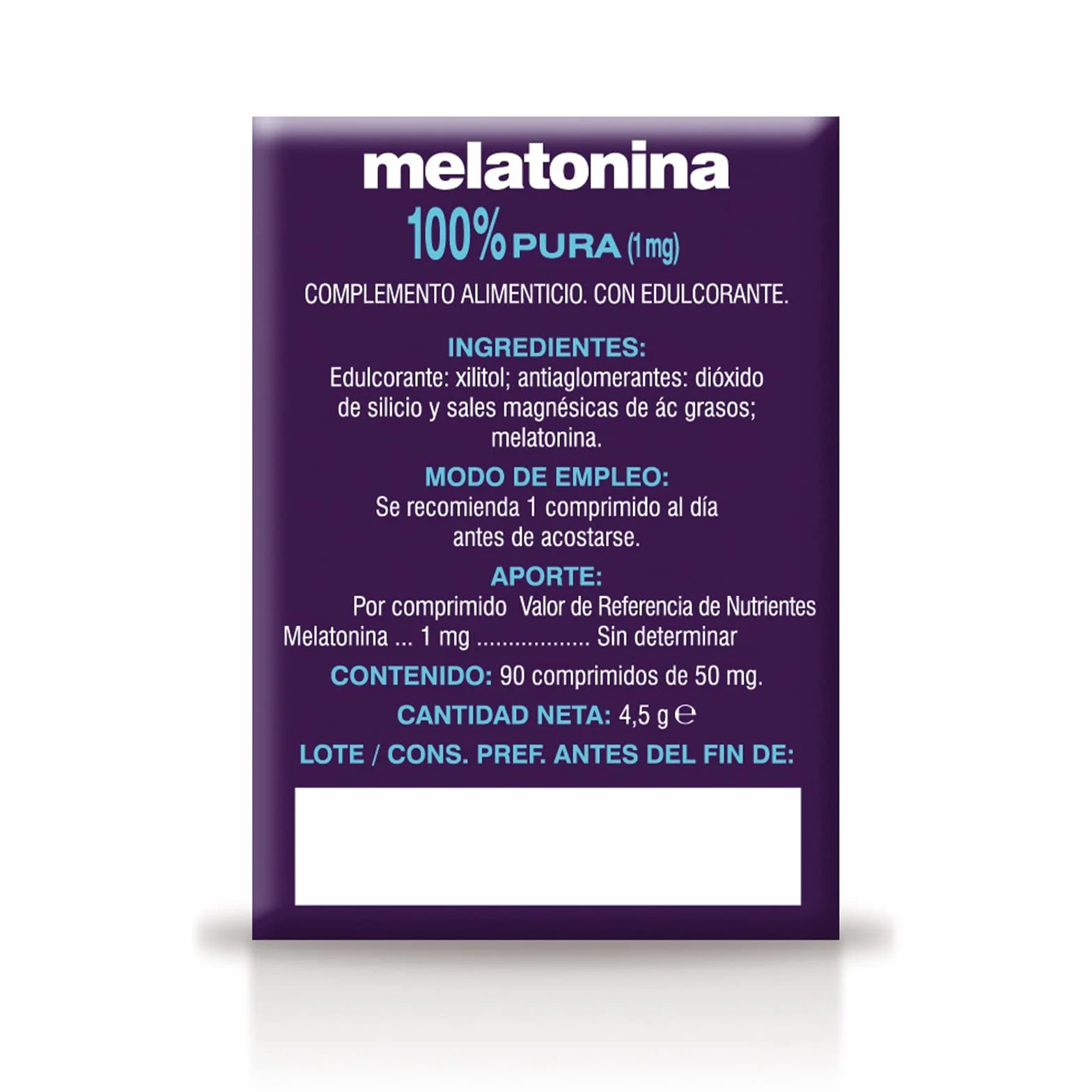 Melatonina Complemento Alimenticio 90 Comprimidos Regulación del Sueño Insomnio Jet-lag