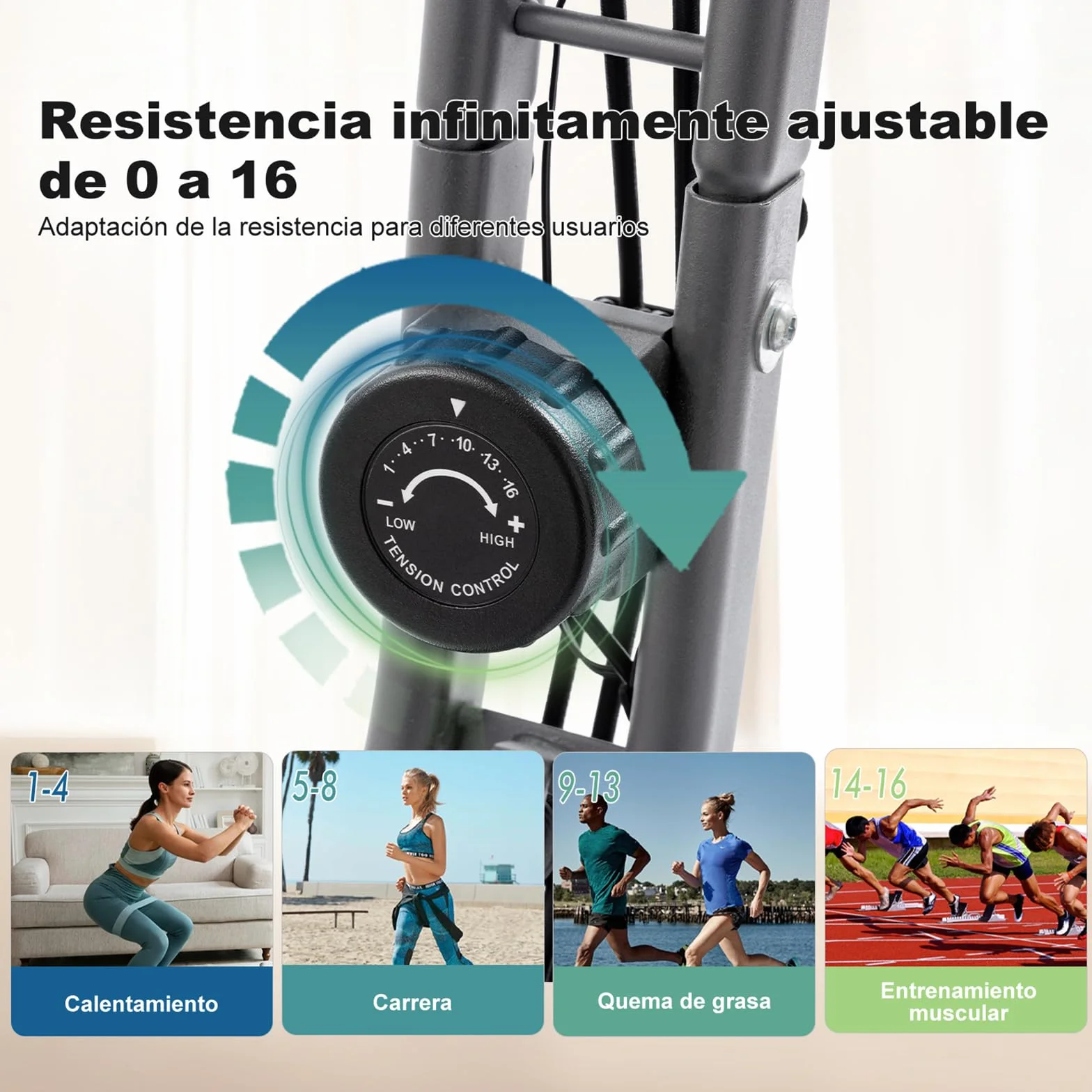 Bicicleta estática de 10 niveles de resistencia magnética ajustable, plegable y silenciosa, con banda de resistencia de brazos, pantalla LCD, utilizada para bicicleta de entrenamiento aeróbico en casa, capacidad de peso estacionaria de 250 libras
