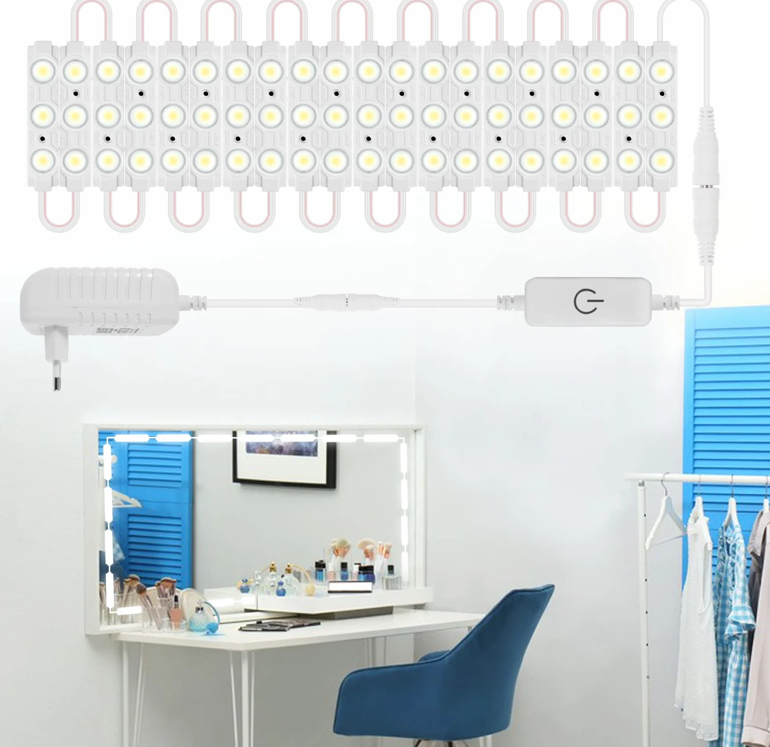 Viugreum Luces LED de Espejo, Luces de Camerino, Lámpara para Espejo de Maquillaje, 60 Bombillas LED