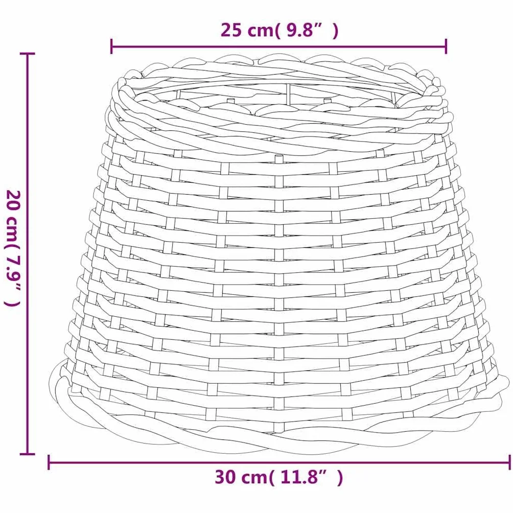 vidaXL Pantalla para lámpara Mimbre marrón Ø30x20 cm