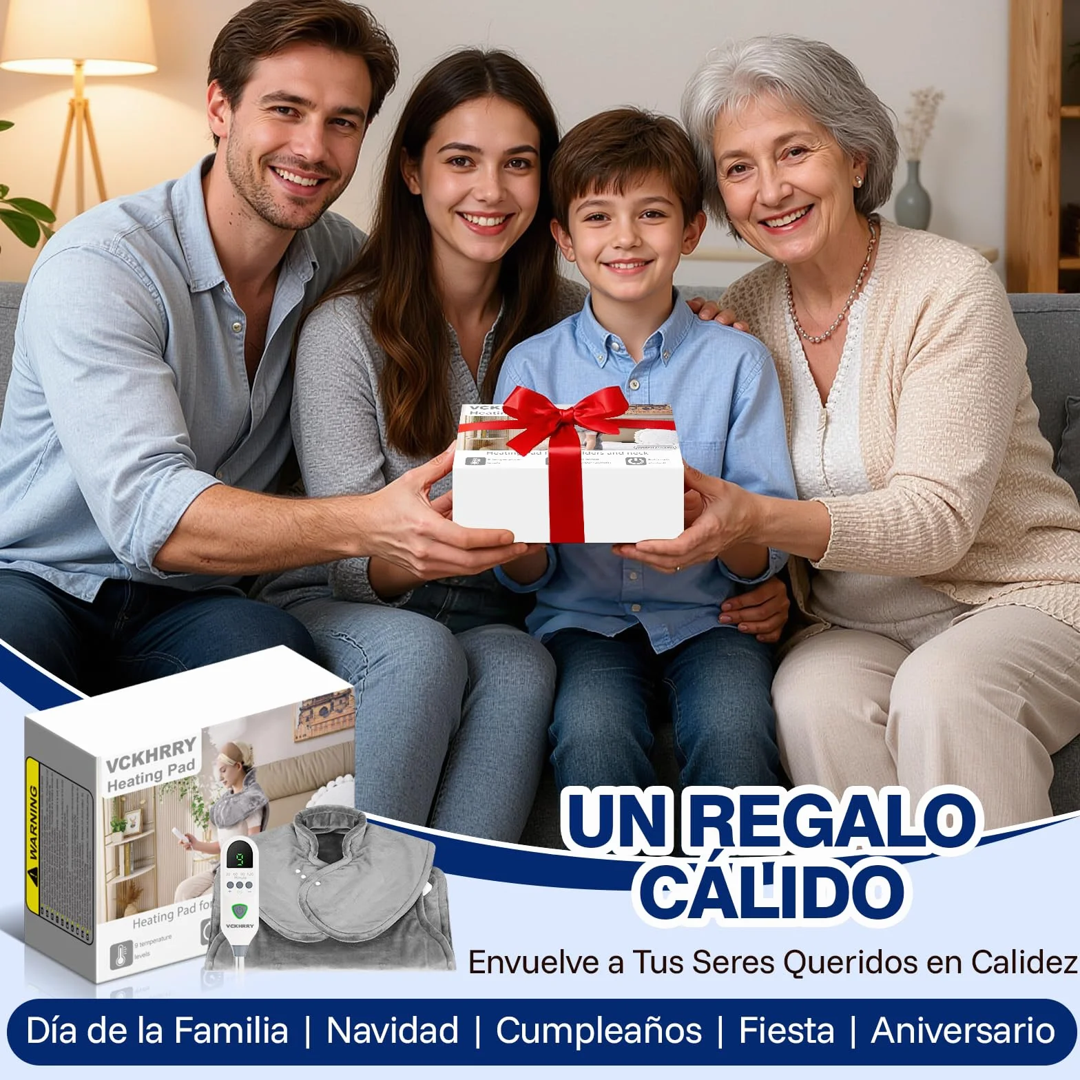 Almohadilla Térmica Eléctrica 60×100cm 9 Niveles de Calor Apagado Automático Calentamiento Rápido Franela