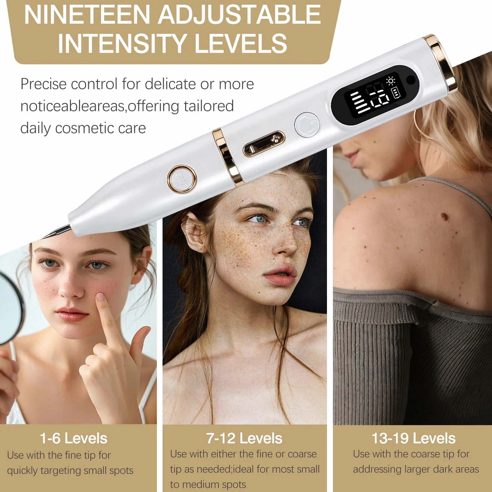 Lápiz para Eliminar Verrugas Cutáneas con Plasma 19 Niveles Intensidad Recargable USB