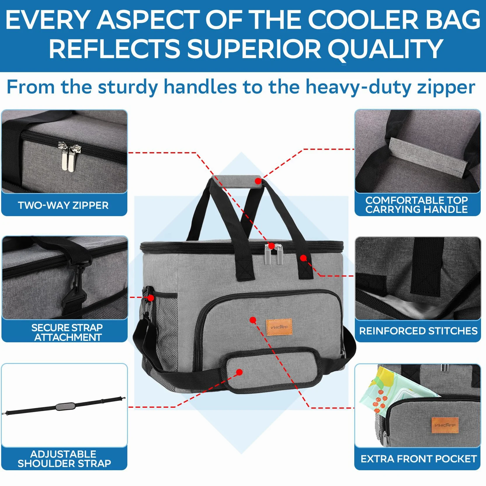 Bolsa térmica portátil suave – Enfriador de campamento aislado para 60 latas, enfriador plegable de lados suaves para beber, enfriador de playa a prueba de fugas, adecuado para picnic,