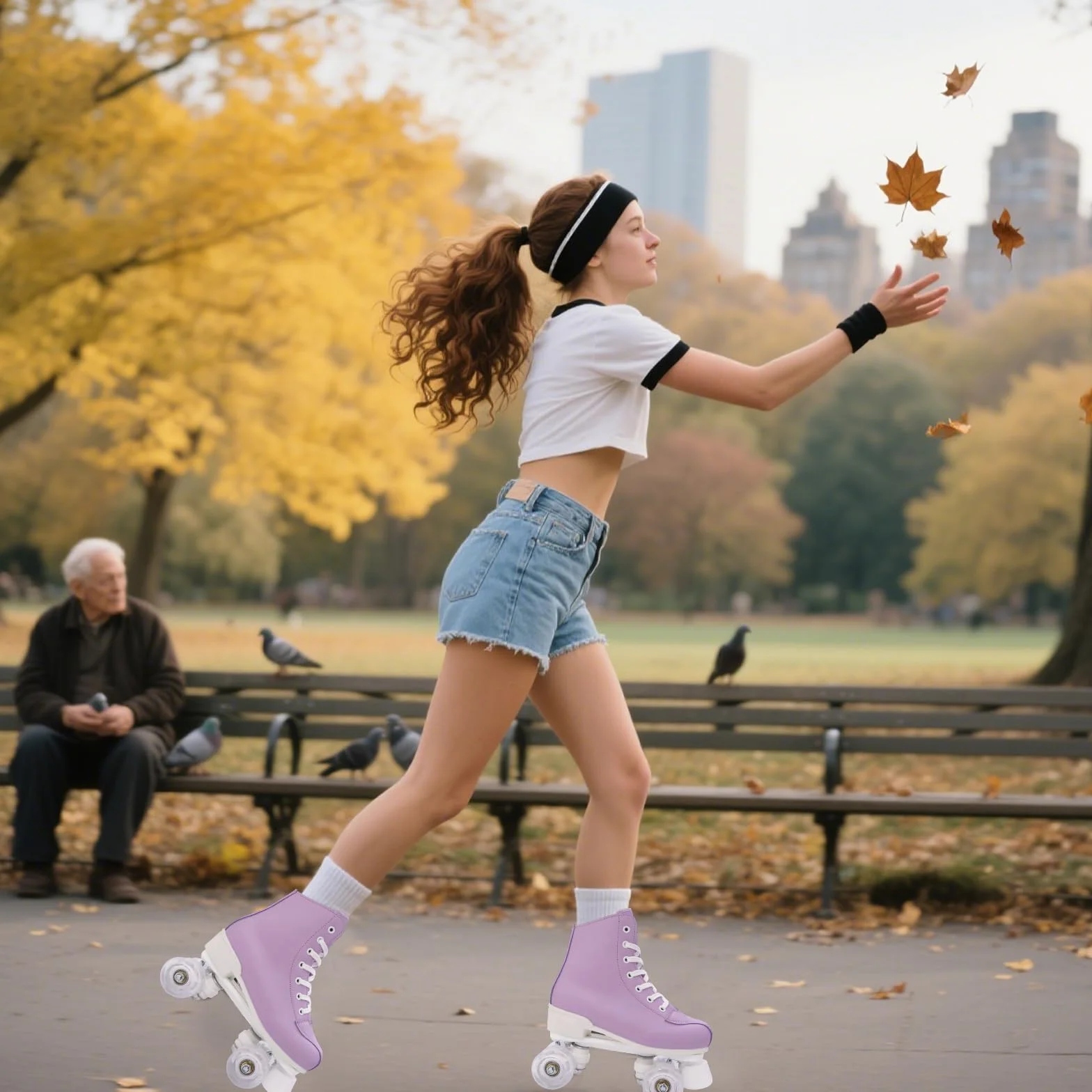 XUDREZ Patines de ruedas para mujeres y niñas, patines Derby para adultos, color verde menta, patines de cuatro ruedas para principiantes, al aire libre e interiores