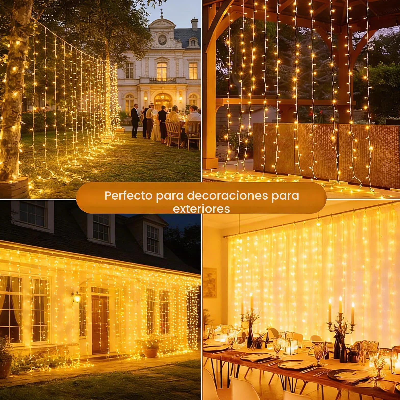 yowin Cortina de Luces 600 LED 6mx3m Luces Navidad Impermeable Cascada Blanco Cálido