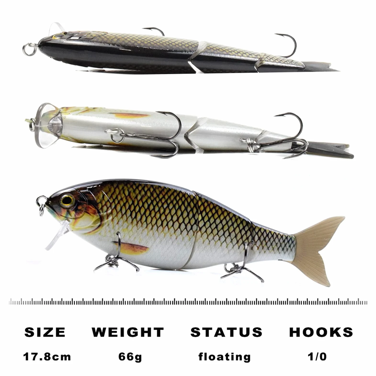caihuashopping Señuelos de Pesca Señuelos de Pesca Se Mantiene el Cebo Fuerza de Pesca 3 Secciones Soft Tail Flotante Wobble Retó Switebait Pesca Tackle Shad Lure 7in Cebos Artificiales (Color : 5)