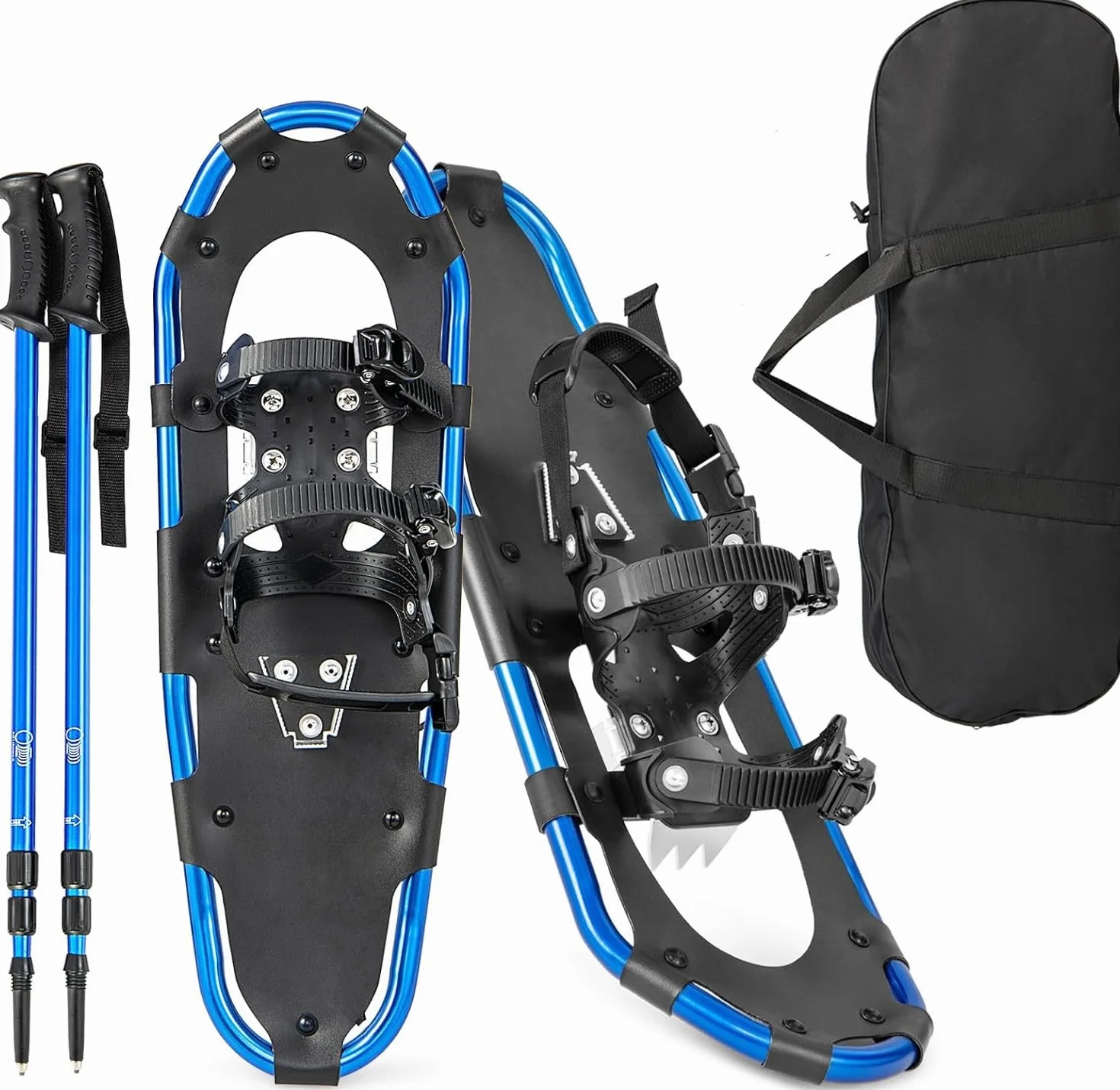 GYMAX Juego de Raquetas de Nieve 3en1 Aluminio 53/63/76 cm Bastones de Trekking Bolsa de Transporte