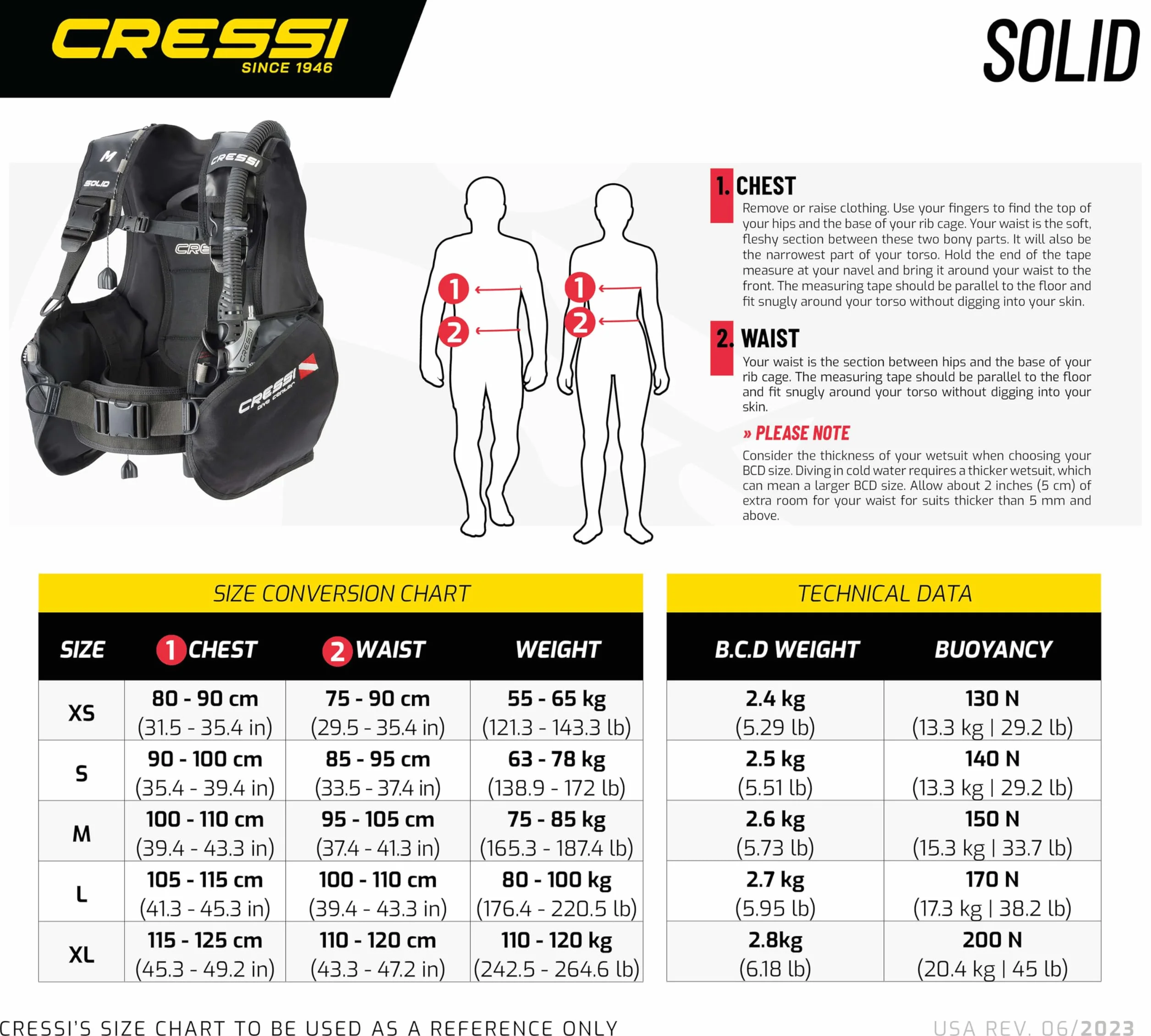Cressi Solid Bcd Dive Center Edition Chaleco de Buceo, Negro, Unisex