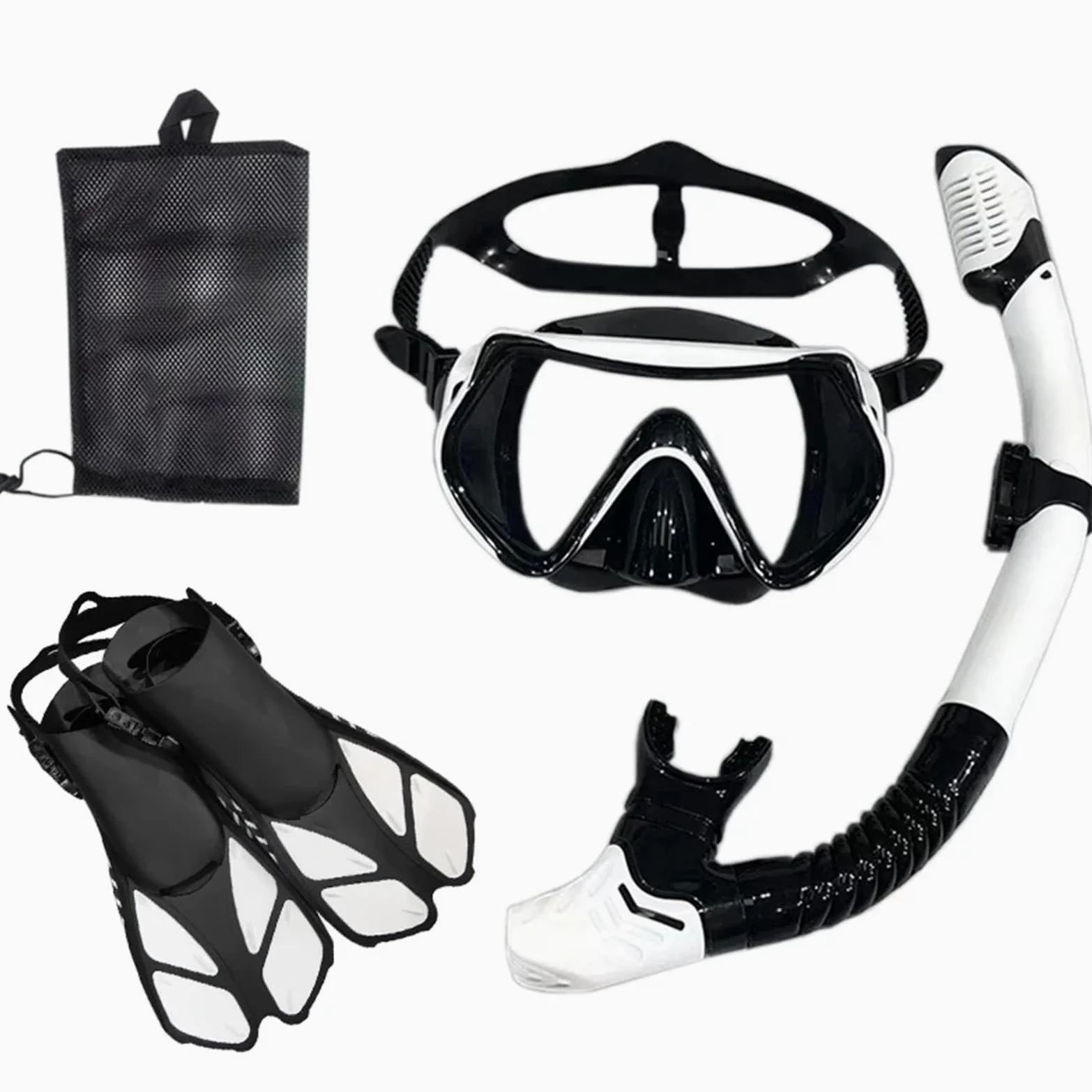 Kit de de Buceo Máscara y Gafas de Buceo con Tubo de respiración, Conjunto de Tubo de natación para Adultos Unisex Buceo(White Black,S/M)
