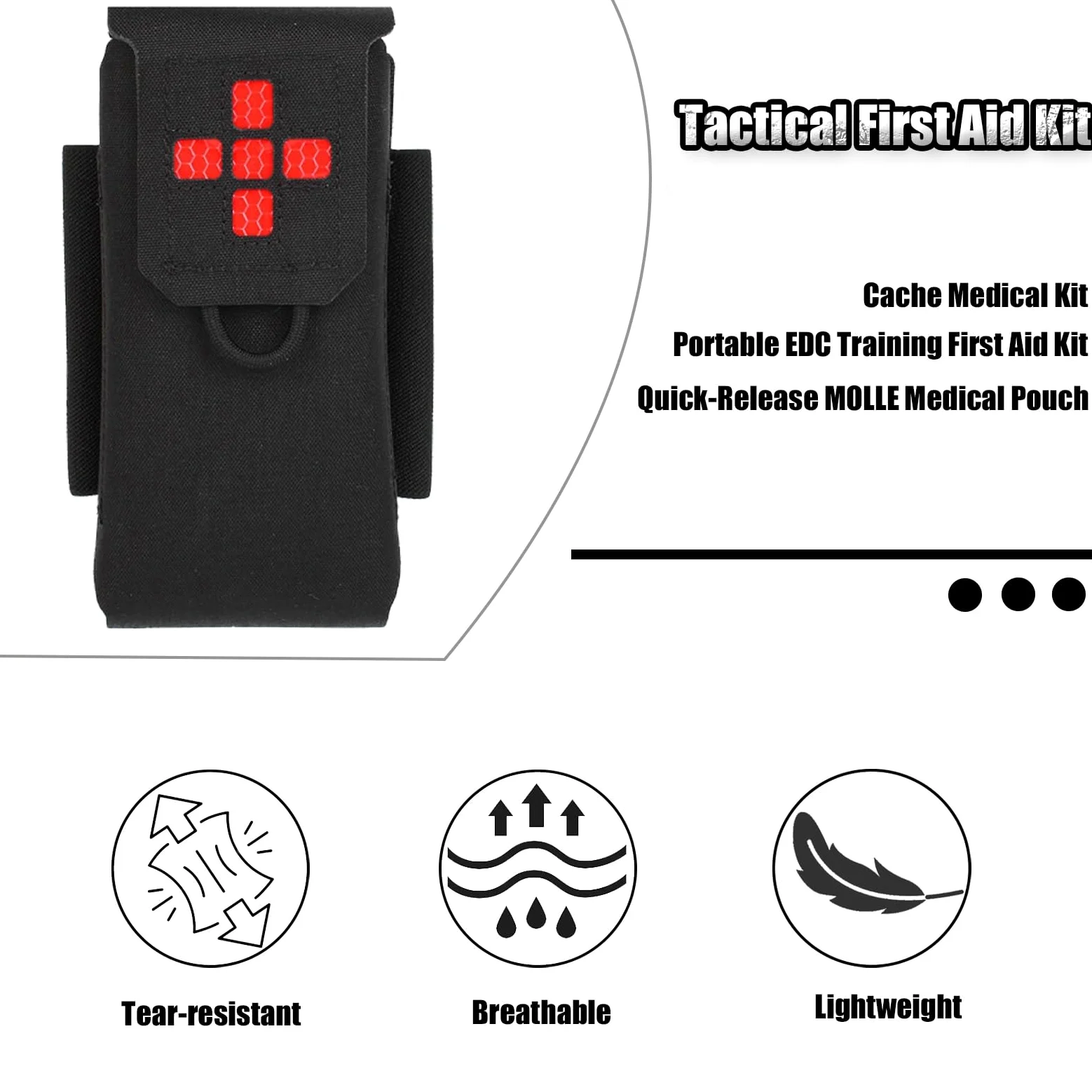 Bolsa Médica Tactics MOLLE, Mini Bolsa Médica IFAK, Kit Compacto de Primeros Auxilios de Acceso Rápido, para Senderismo y Acampada Al Aire Libre