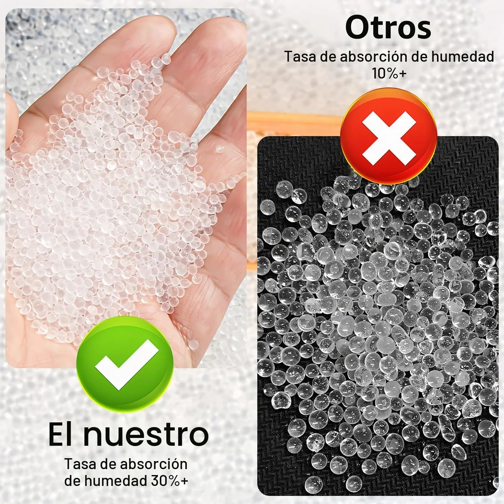 900g Silica Gel Reutilizable, Gel de Sílice, Perlas Desecantes con Indicador de Humedad de Color Naranja a Verde