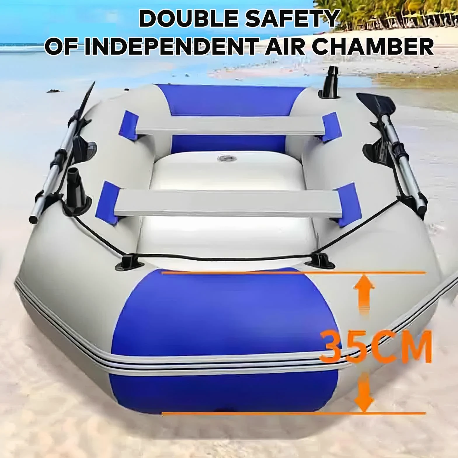 Kayak inflable para adultos, barco portátil para 3 personas con material grueso para rafting, pesca y rescate acuático