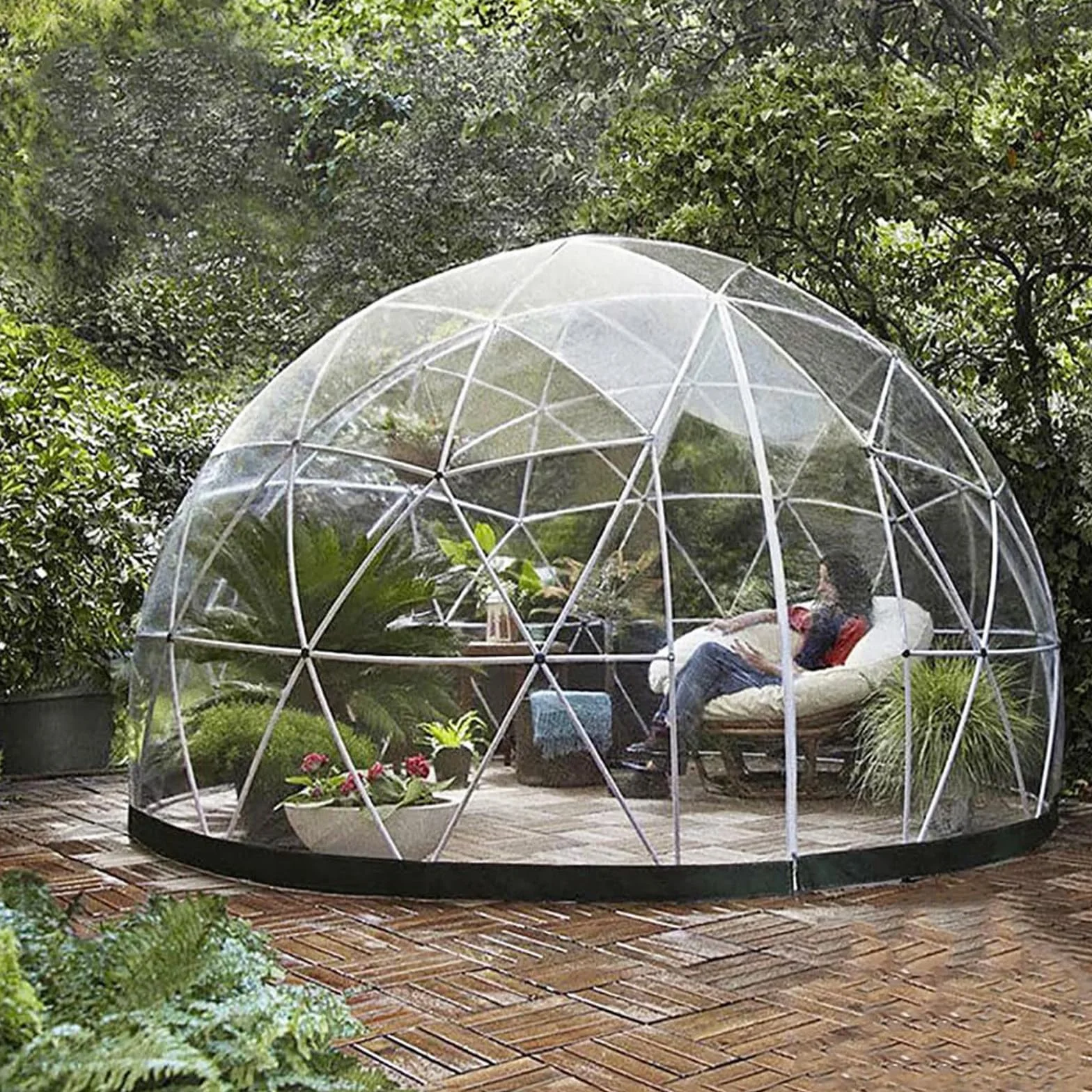 Tienda de campaña de jardín con forma de cúpula de 12 pies, transparente con burbujas geodésicas para uso al aire libre, resistente a la intemperie, invernadero