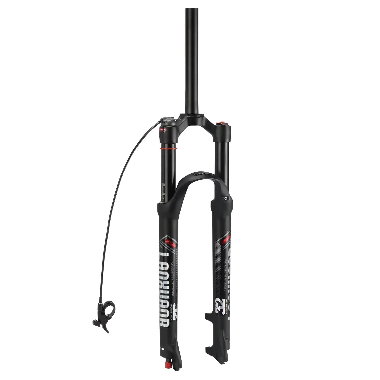 Horquilla para Bicicleta de montaña de 26/27,5/29 Pulgadas. Ajuste de Rebote, suspensión neumática. Tubo Recto/cónico de 1-1/8 Pulgadas x 220 mm, Cierre rápido de 9 x 100 mm, Freno de Disco