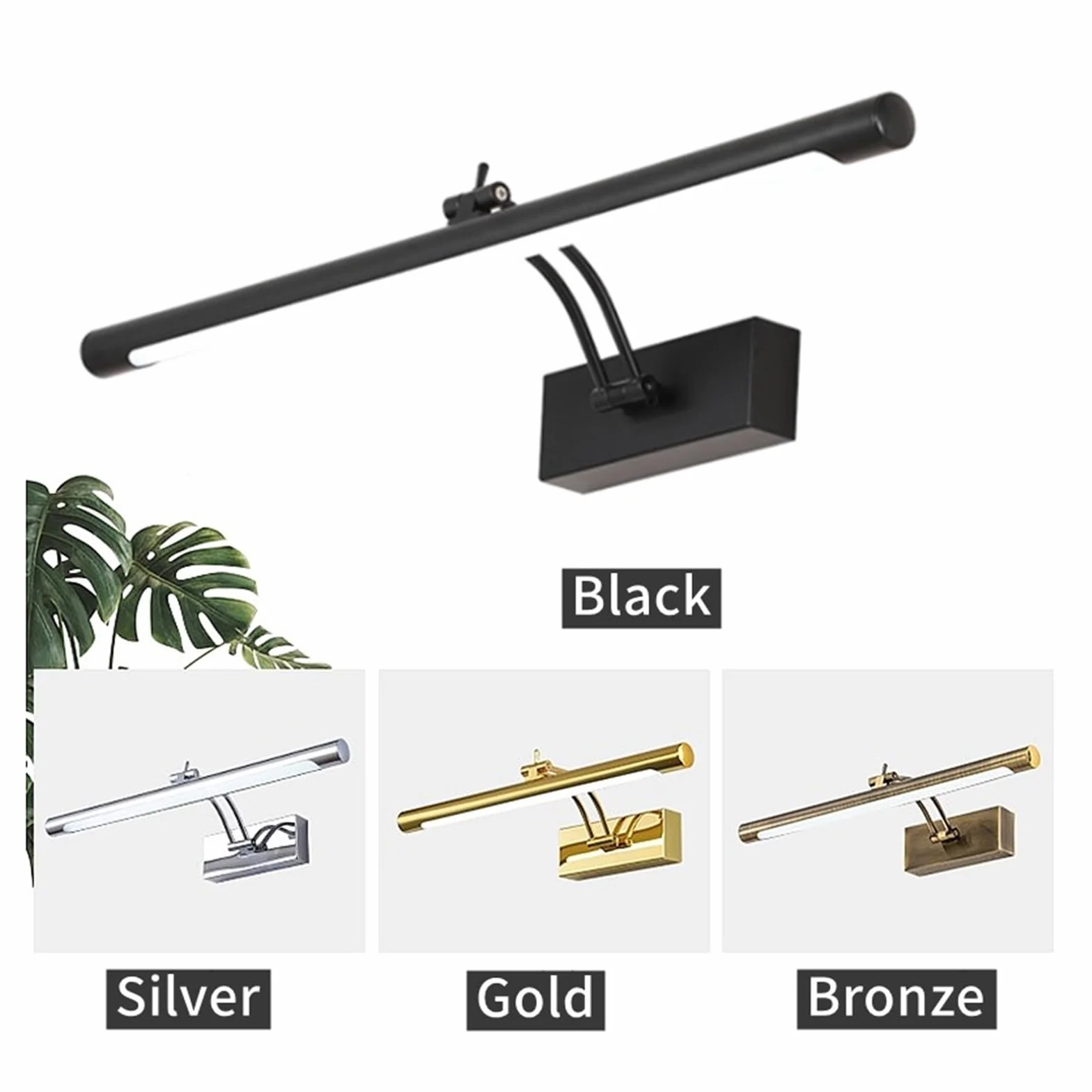 Lámpara de pared LED moderna acero inoxidable resistente al agua L40/55/70CM con interruptor para baño