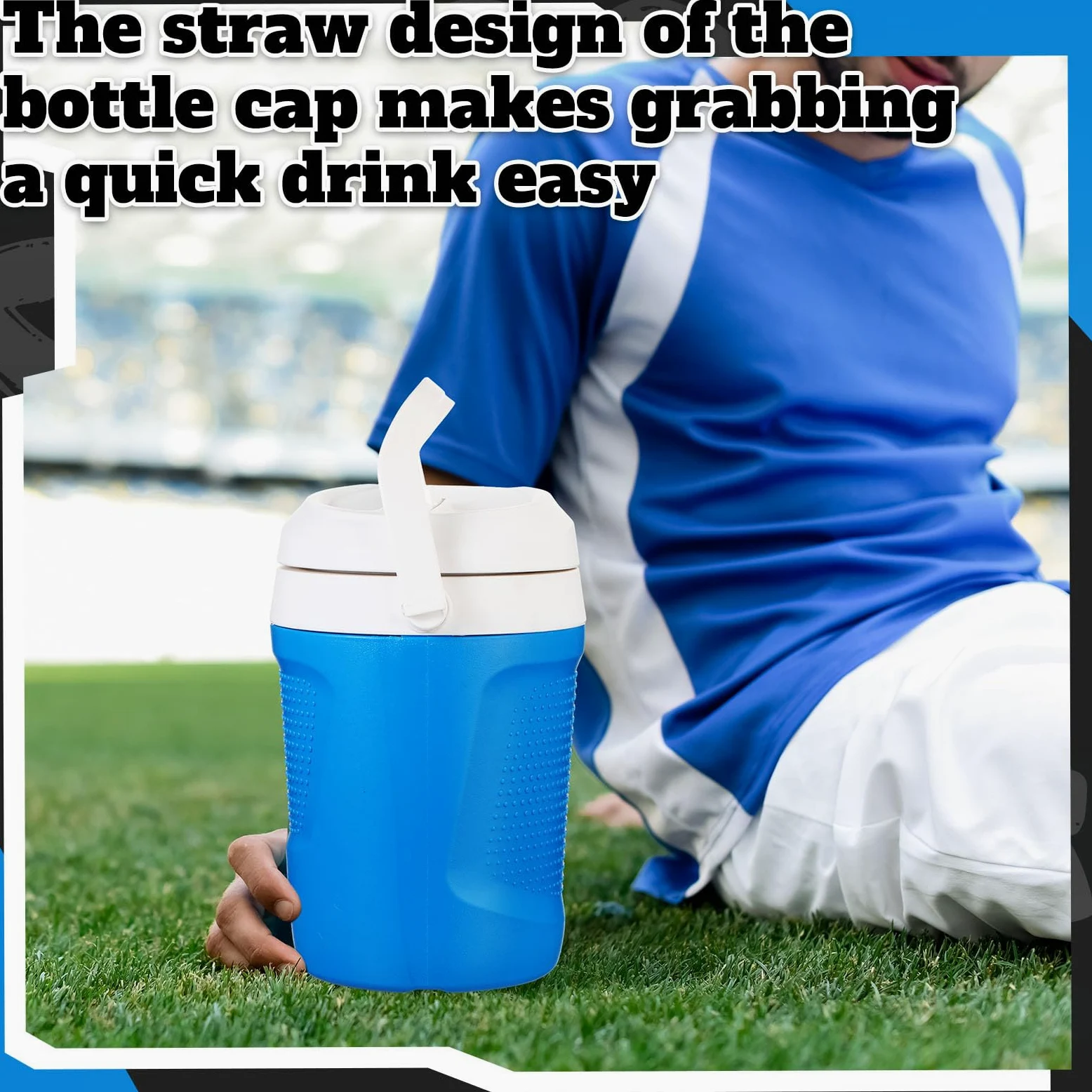 Teenyyou Jarra de agua de 1 galón con asa, botella de agua portátil para béisbol, fútbol, gimnasio, fútbol, camping, playa, deportes, portón trasero, picnic