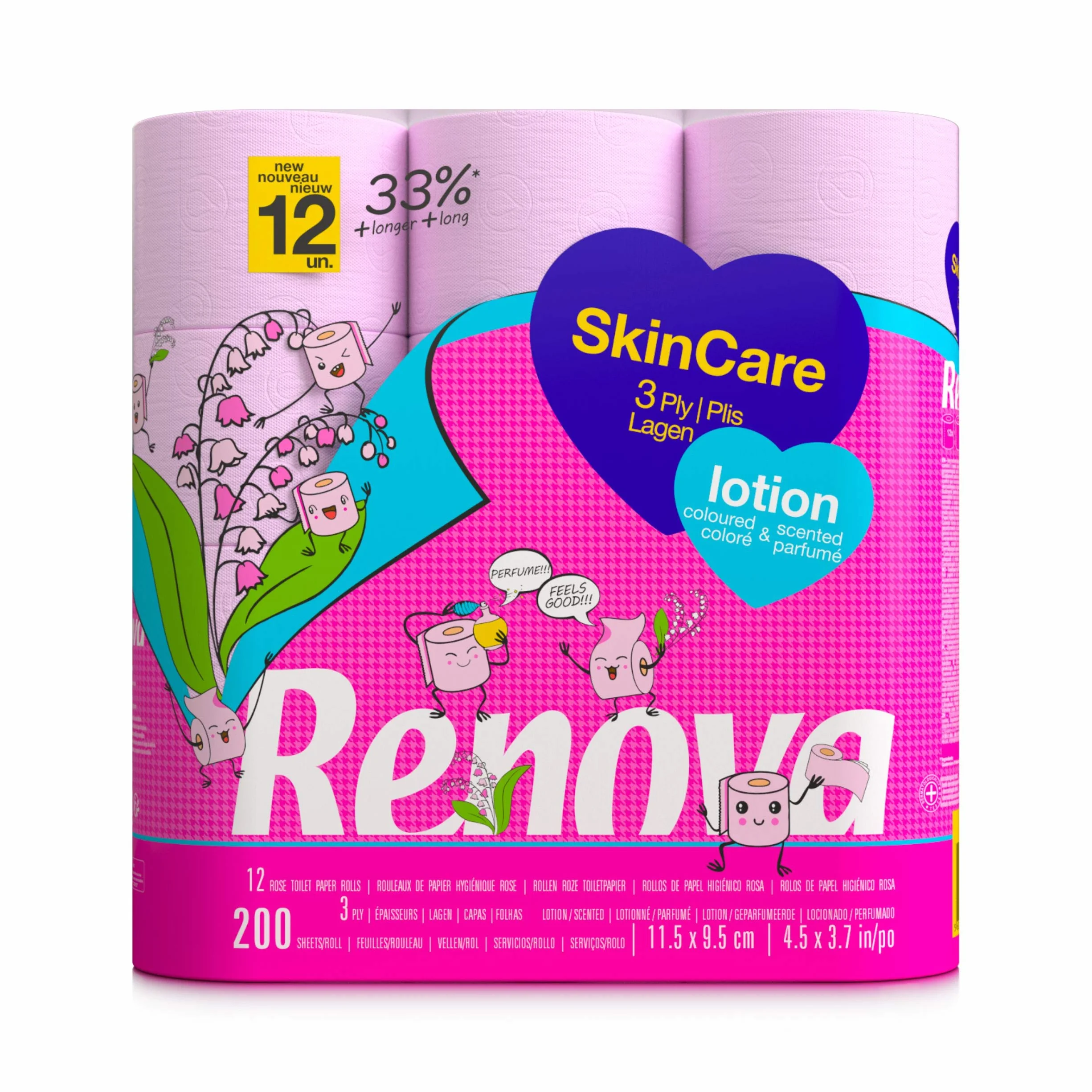 Renova Papel Higiénico SkinCare Lotion 12 Rollos Locionados 3 Capas XXL FSC