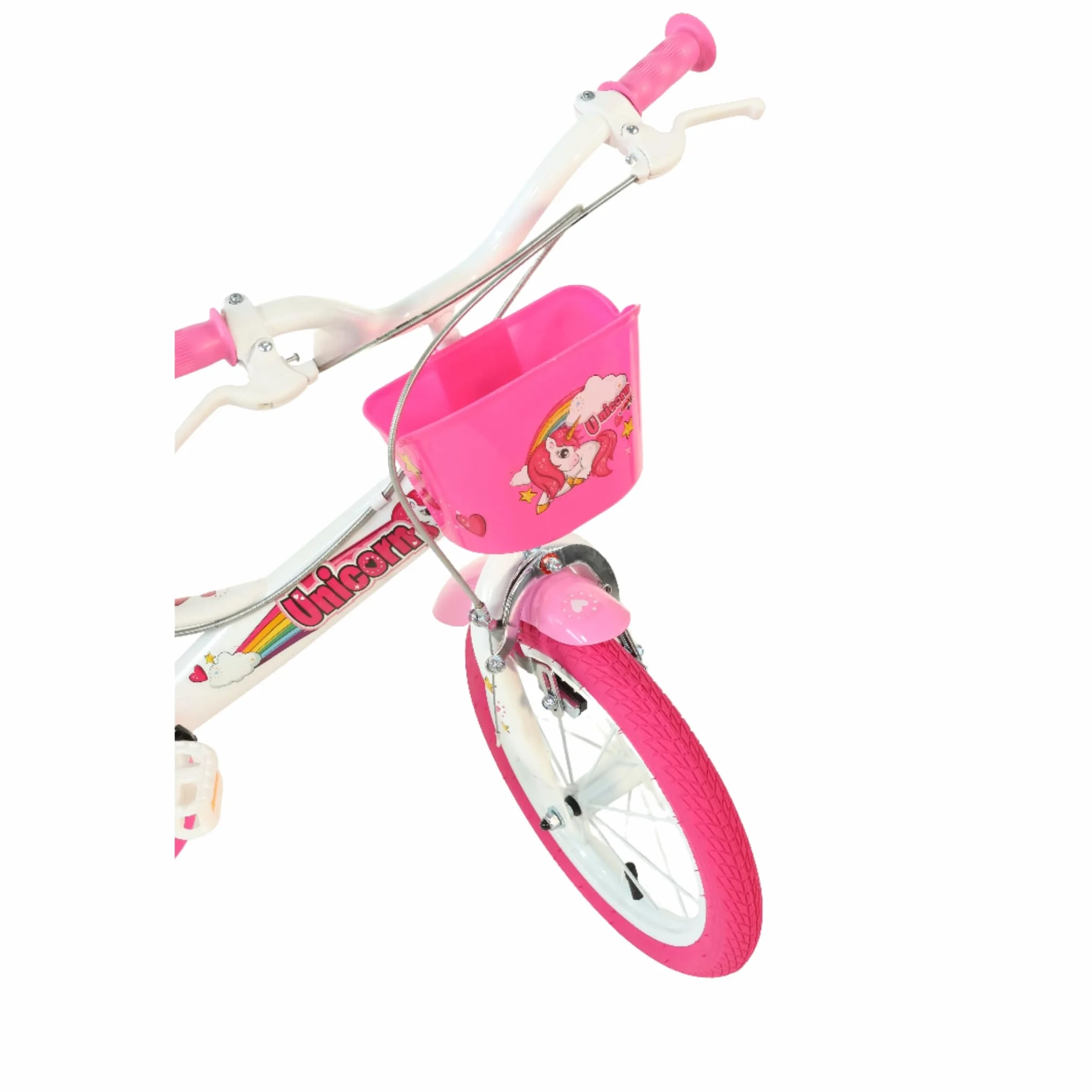 Dino Bikes Unicorn Bicycle Unicornio, Niñas, Blanco y Rosa, 16 Pulgadas