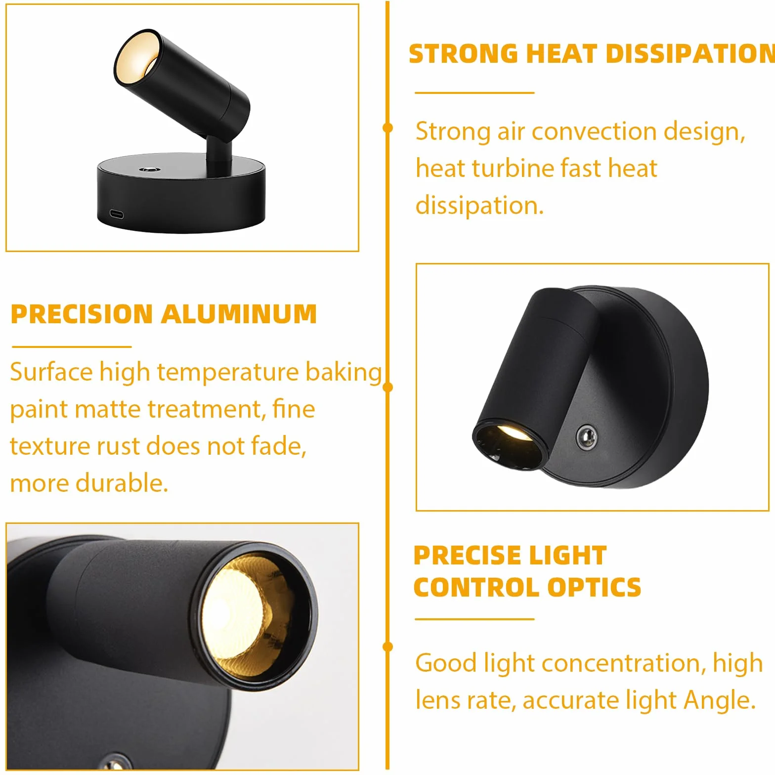 Foco LED con Mando a Distancia, Lámpara de Pared Recargable USB, 3 Temperaturas de Color, Regulable, Inalámbrica, Temporización, para Plantas