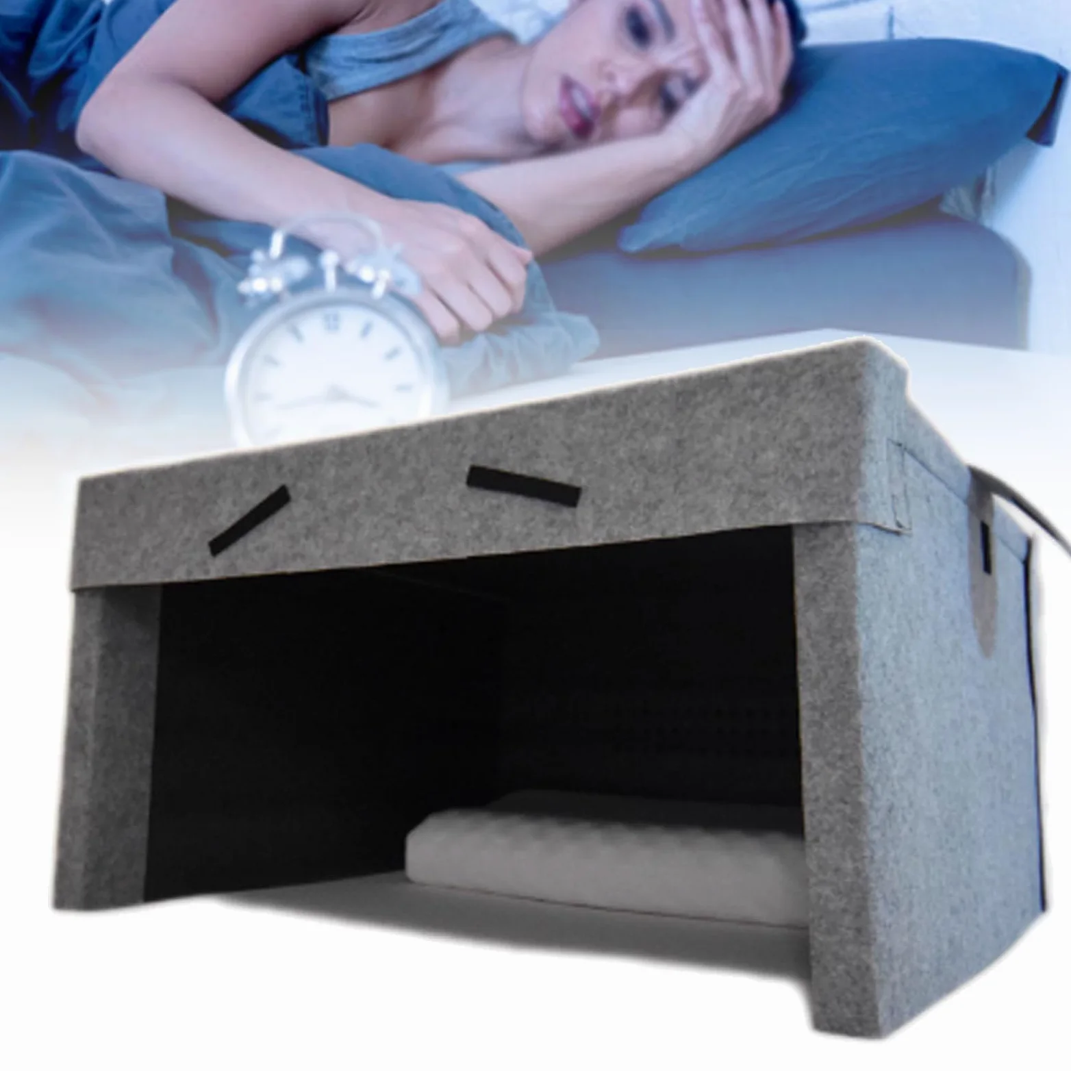 Almohada de cabina para dormir insonorizada, espacio de privacidad plegable, tienda de campaña silenciosa con altavoces dobles integrados para un sueño más profundo
