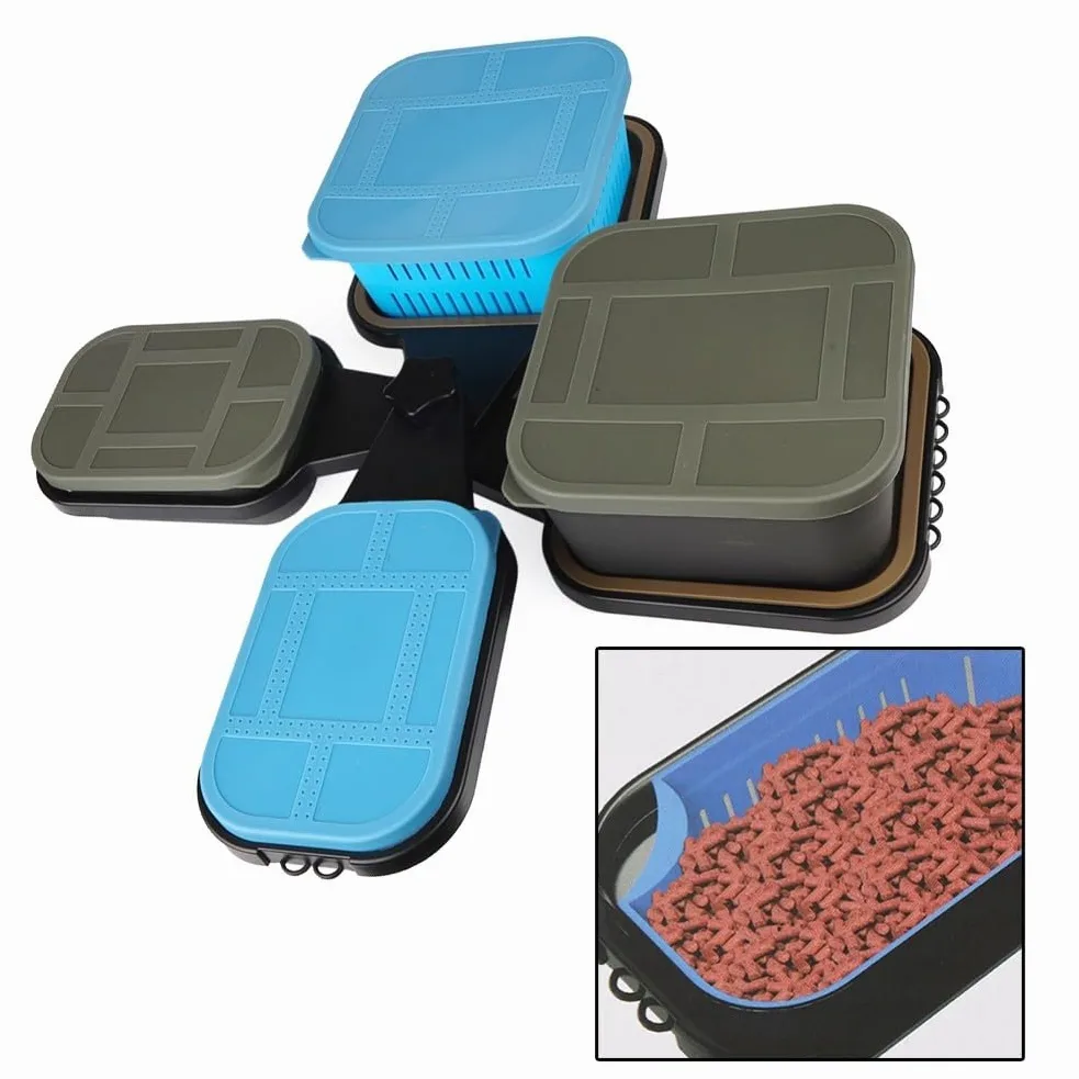 Caja de almacenamiento de cebo de pesca, juego de caja de aparejos compacta con recipientes de 600 ml y 1600 ml para boilies, aparejos de pelo y equipo pequeño, organizador ABS impermeable para pesca