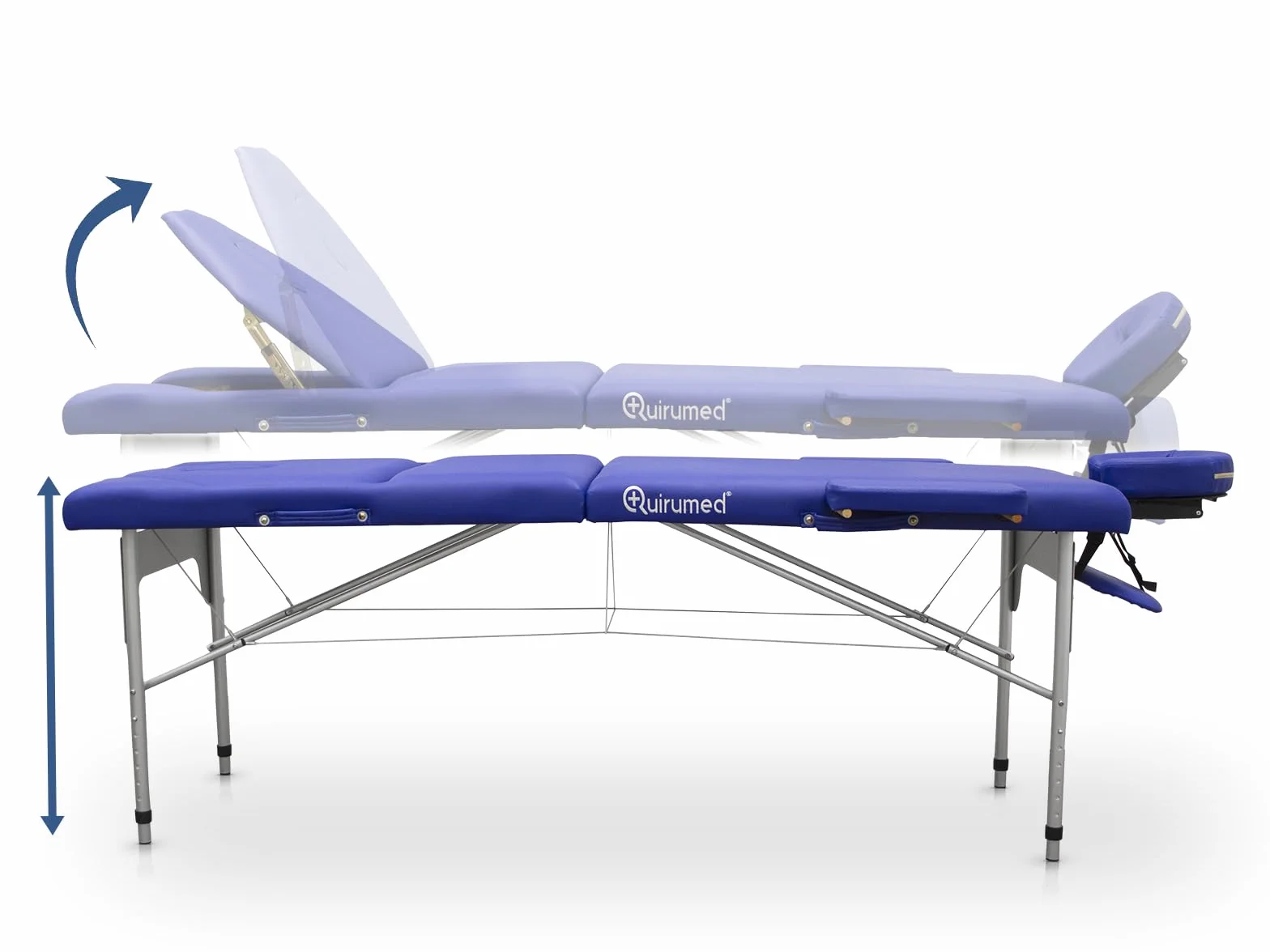 QUIRUMED Camilla de Masaje Plegable Aluminio Pro 186x66 cm Respaldo abatible Polipiel Morado