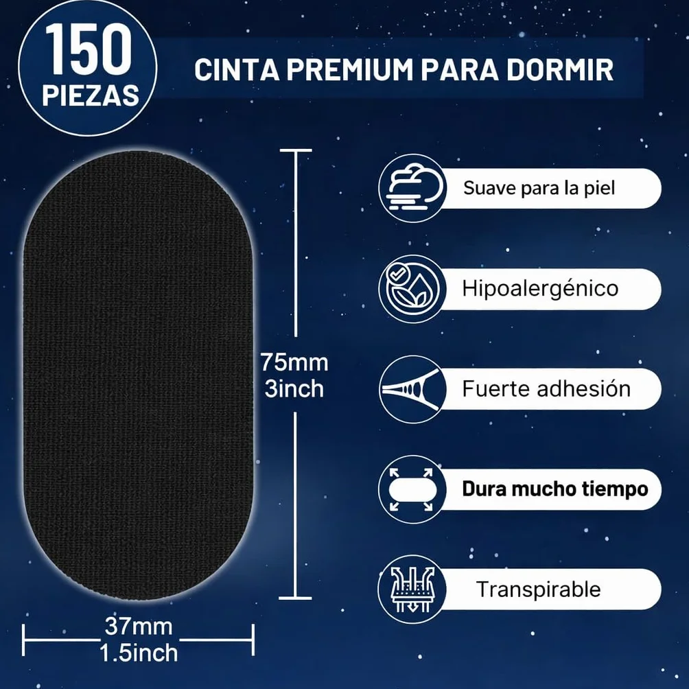 HN PACK AHORRO 150 Tiras Bucales Para Dormir Antironquidos Adhesivo Hipoalergénico Mouth Tape