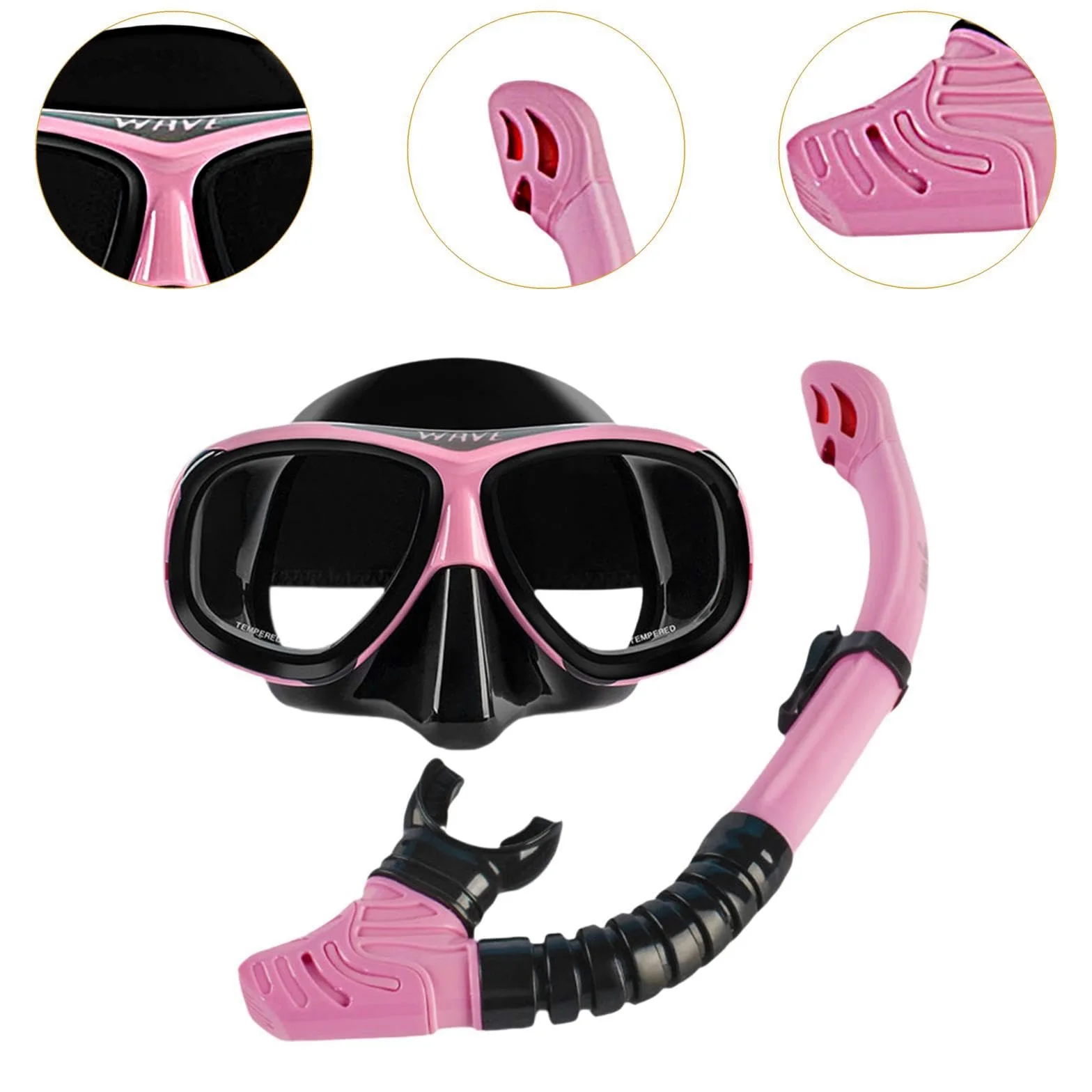 Snorkel Set Kit de Snorkel Gafas Antiniebla Mascarilla Gran Visión Tubo Silicona Anatómica Material Adecuado para Adultos