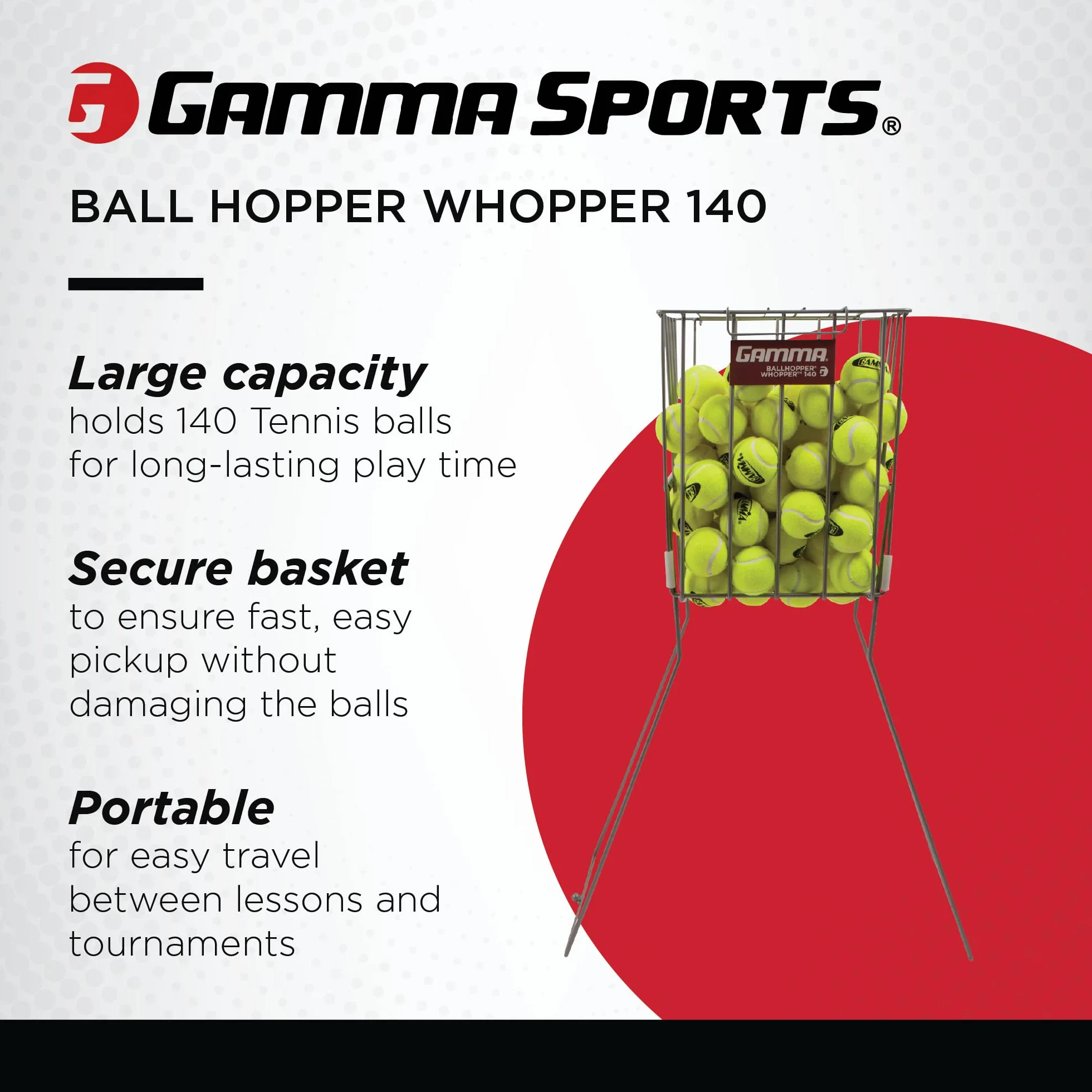 Gamma Cestas de Pelotas de Tenis para Recoger 50-140 Pelotas